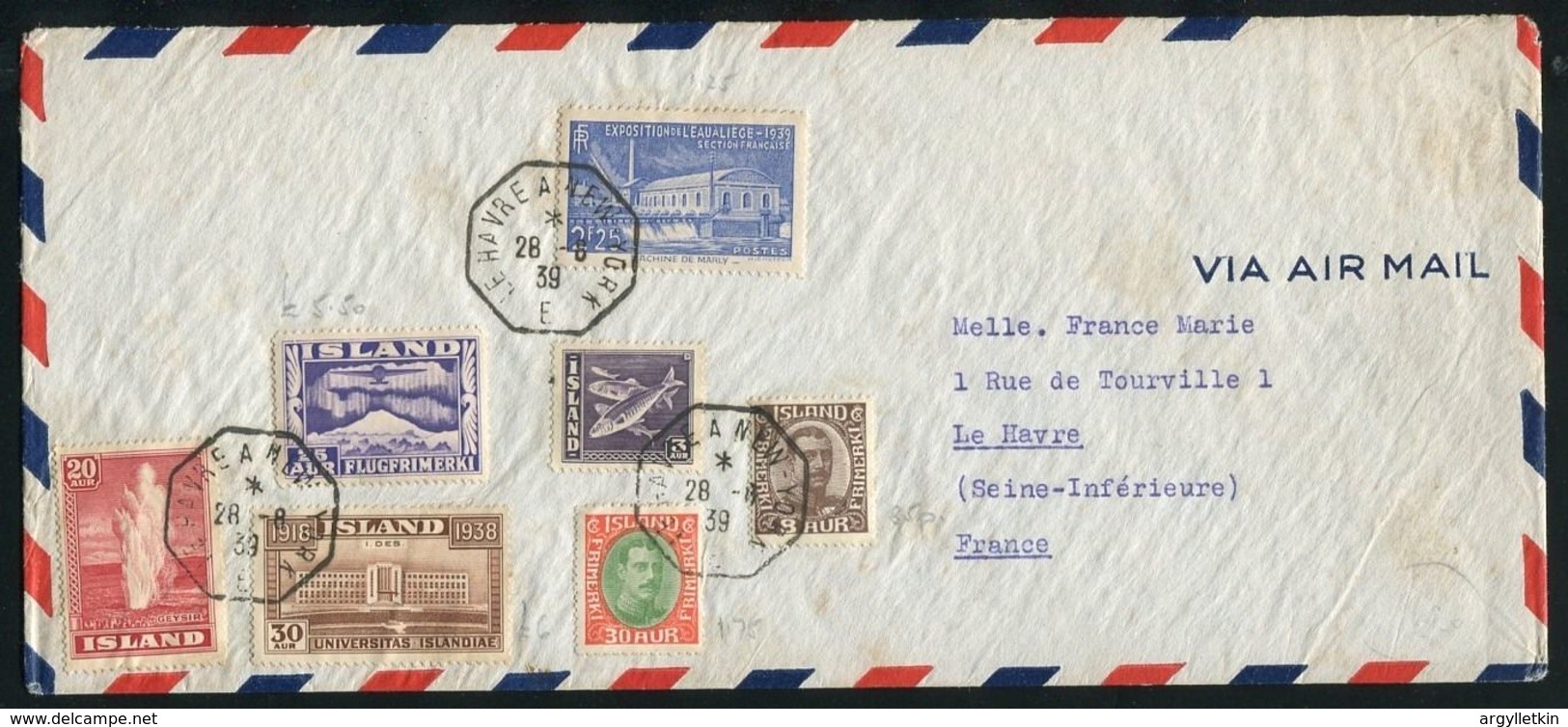 ICELAND FRANCE PAQUEBOT SHIPPING LE HAVRE NEW YOURK 1939 - Other & Unclassified