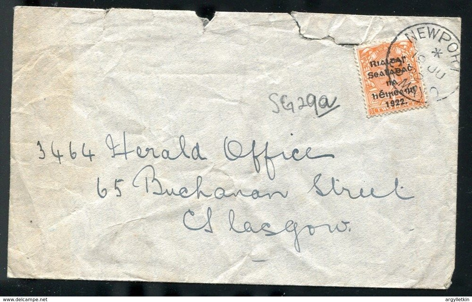 IRELAND 1922 OVERPRINT NEWPORT COUNTY MAYO - Briefe U. Dokumente