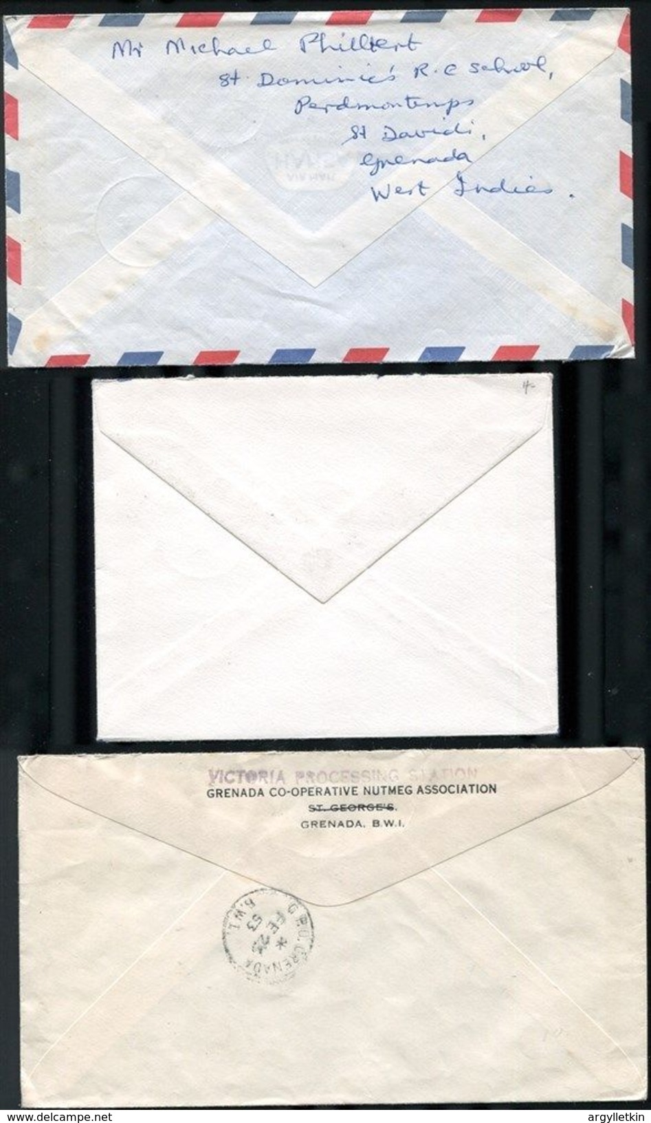 GRENADA GEORGE VI QUEEN ELIZABETH NUTMEG VILLAGE POSTMARK COVERS - Grenada (...-1974)