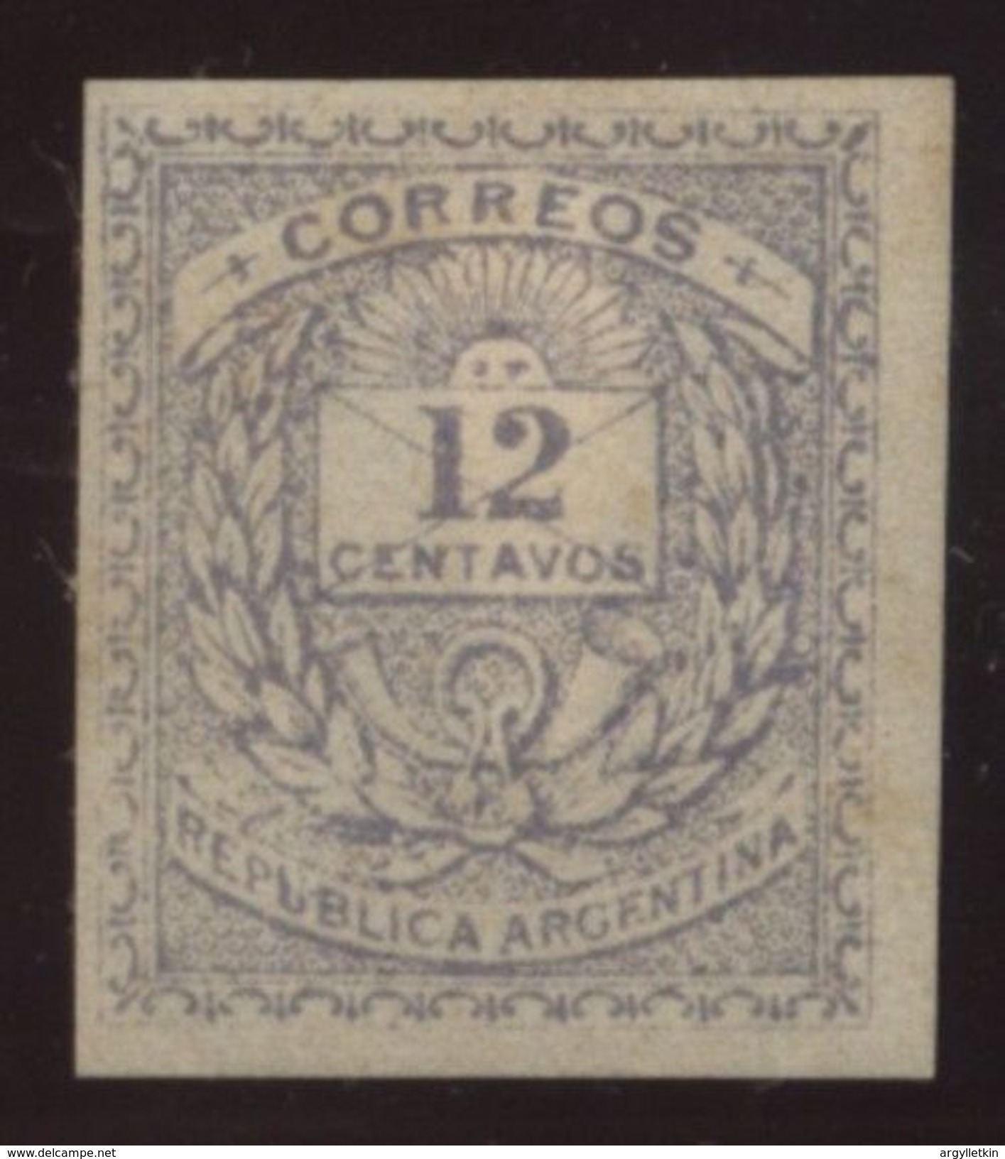 ARGENTINA 1884 12c IMPERF PROOF - Ongebruikt