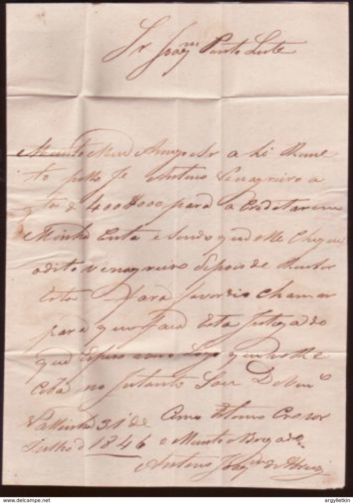 PORTUGAL - VALADARES, BRAZIL TO PORTO ENTIRE 1846 - ...-1853 Préphilatélie