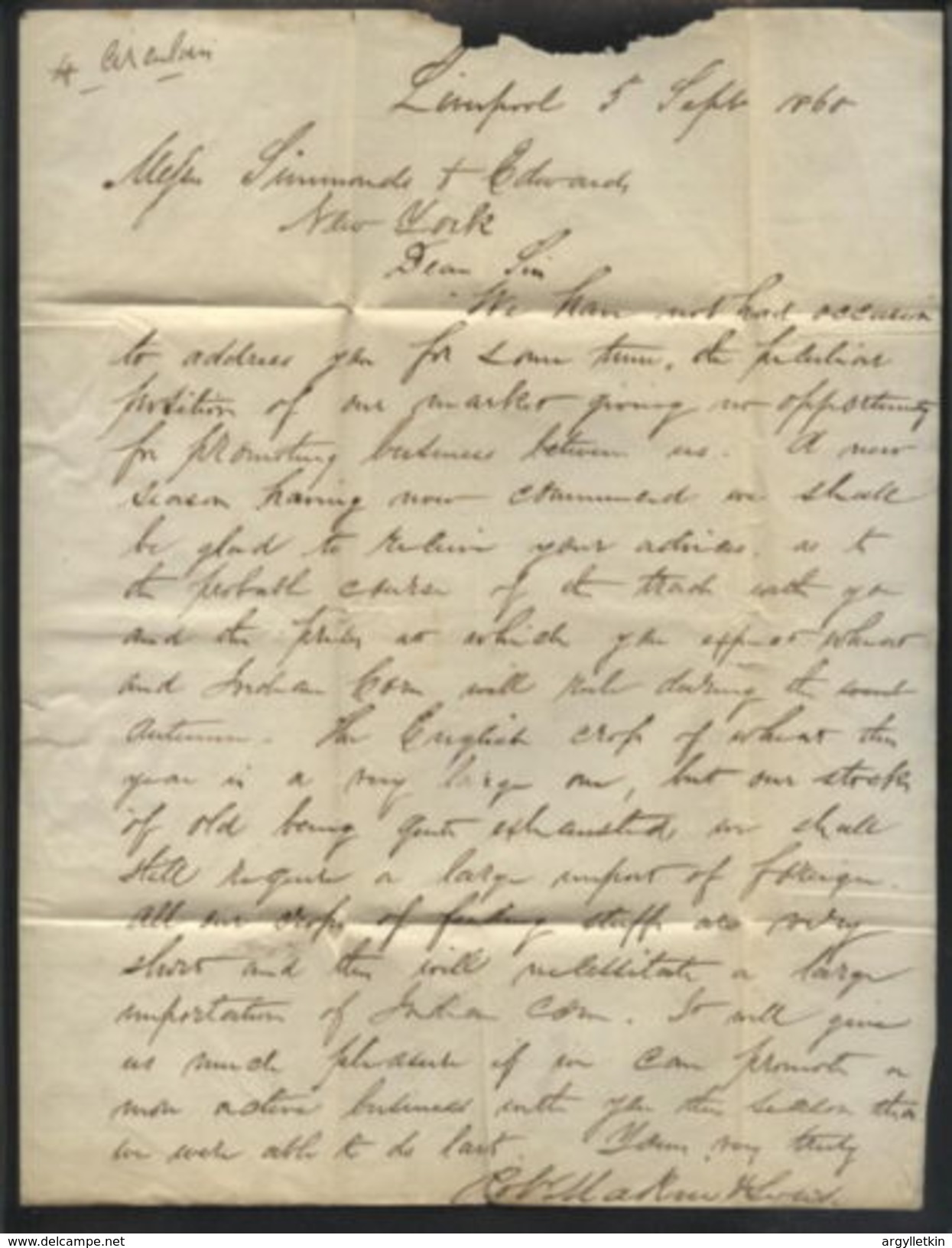 GB 1868 ENTIRE LIVERPOOL TO NEW YORK - Cartas & Documentos