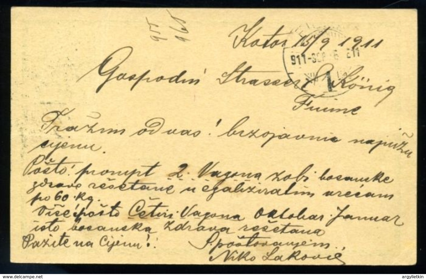 MONTENEGRO FIUME AUSTRIAN LLOYD AUSTRIA STATIONERY SHIP 1911 - Montenegro