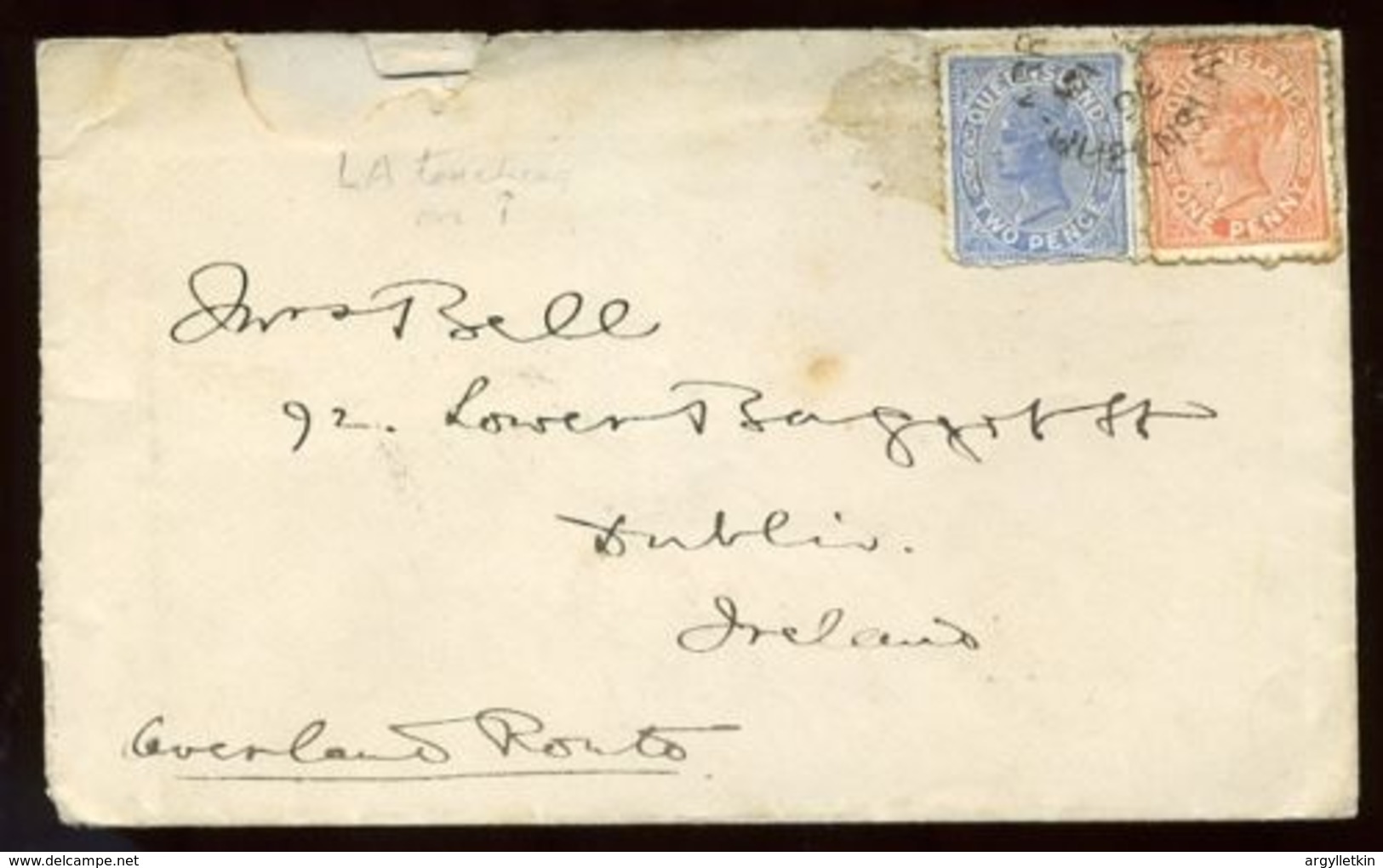 IRELAND COVER FROM QUEENSLAND 1892 - Interi Postali