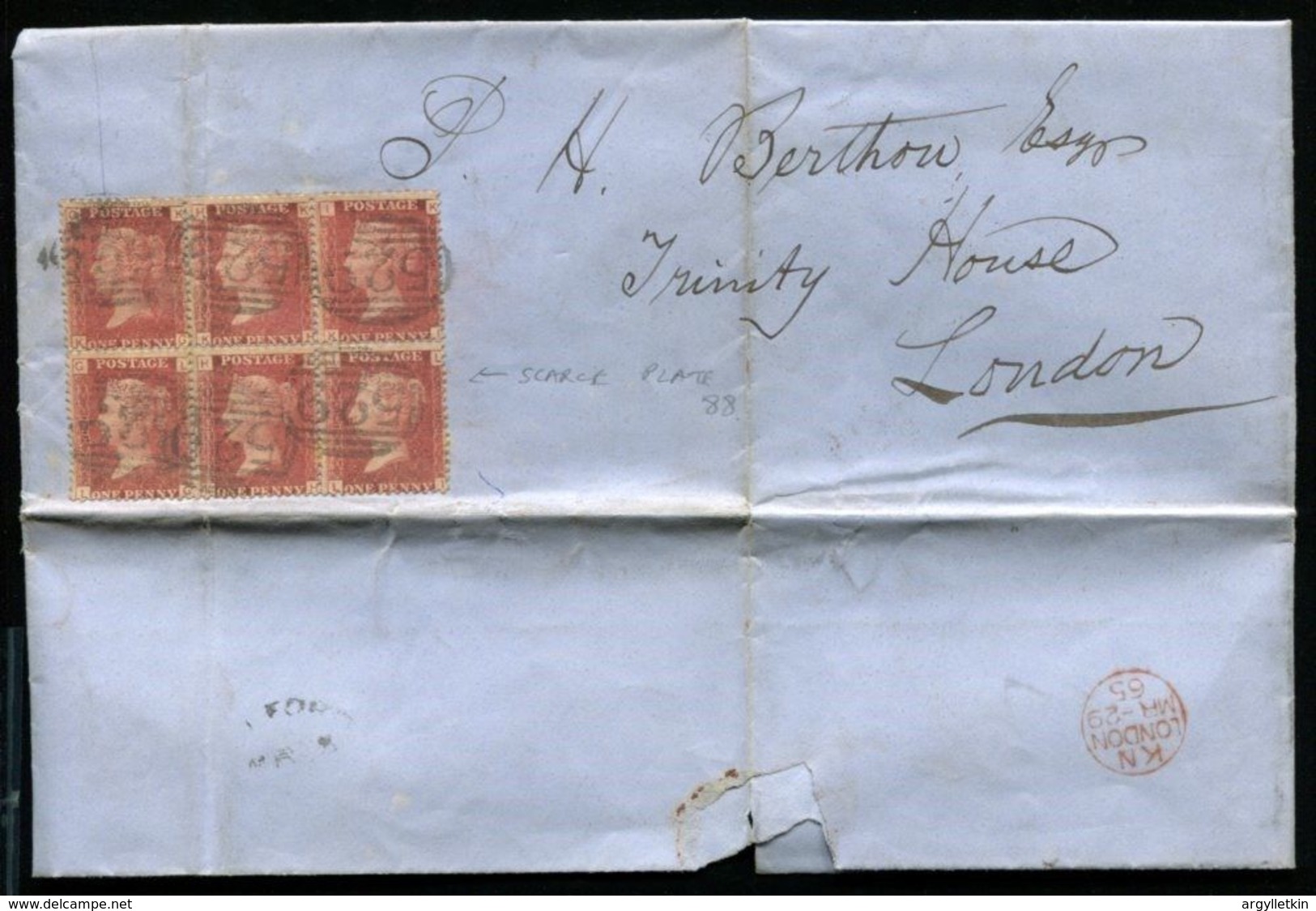 GB 1865 1d RED LIGHTHOUSES TRINITY HOUSE - Covers & Documents