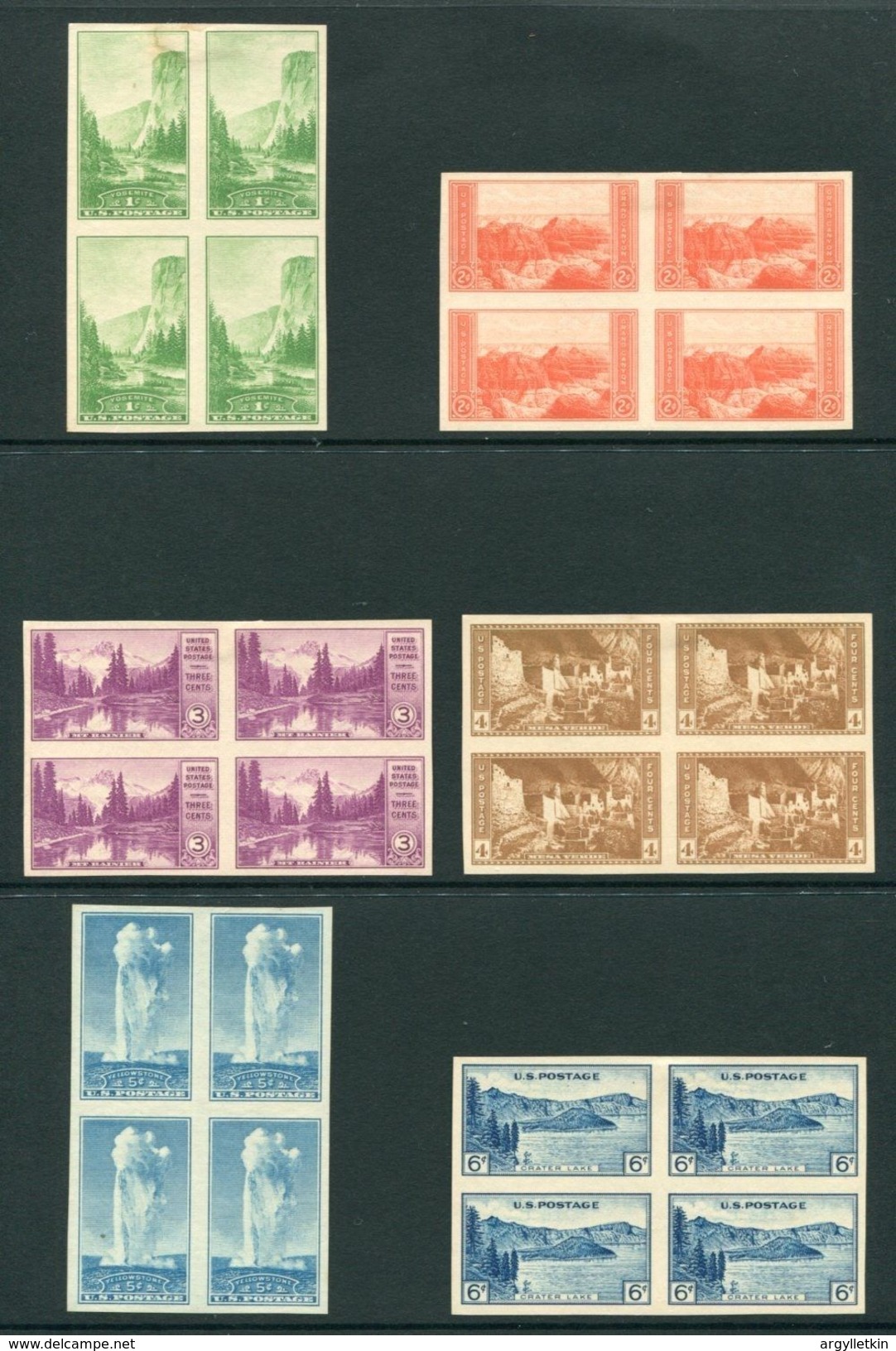 U.S.A. 1935 NATIONAL PARKS TREES MOUNTAINS LAKES IMPERF - Blocks & Sheetlets