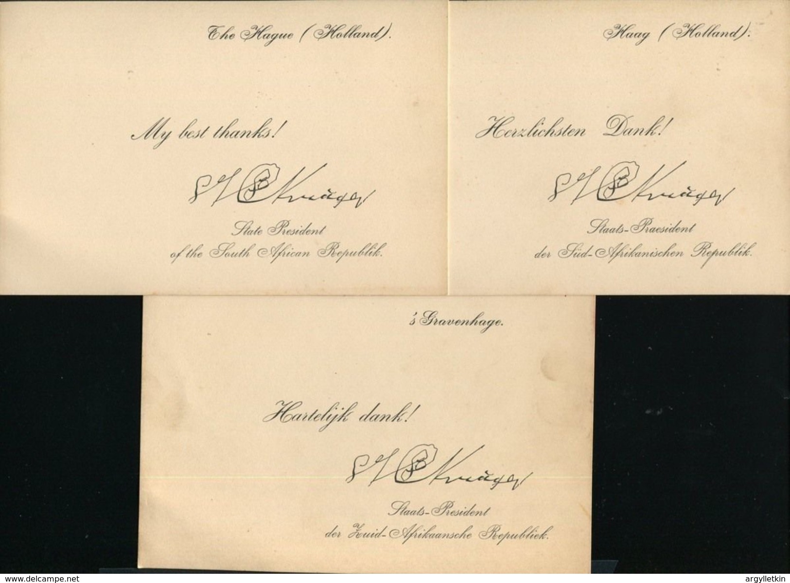 PRESIDENT KRUGER SOUTH AFRICA CARTES DE VISIT HAGUE HOLLAND - Visiting Cards