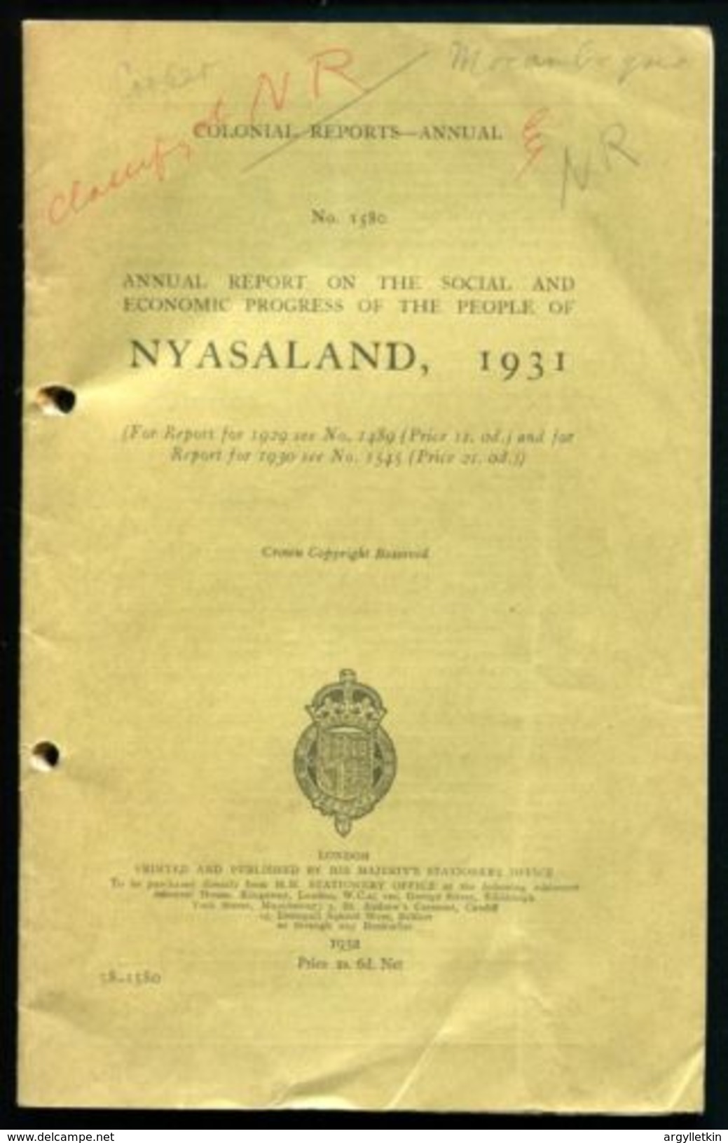 NYASALAND COLONIAL REPORT 1931 TOBACCO - Verenigd-Koninkrijk