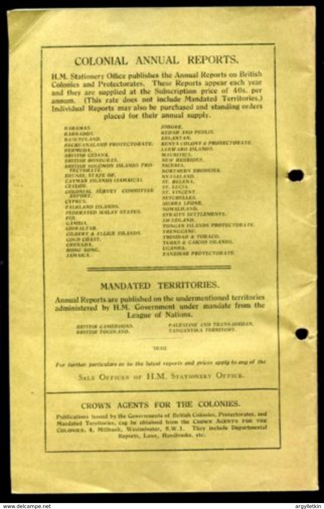 NYASALAND COLONIAL REPORT 1931 TOBACCO - United Kingdom