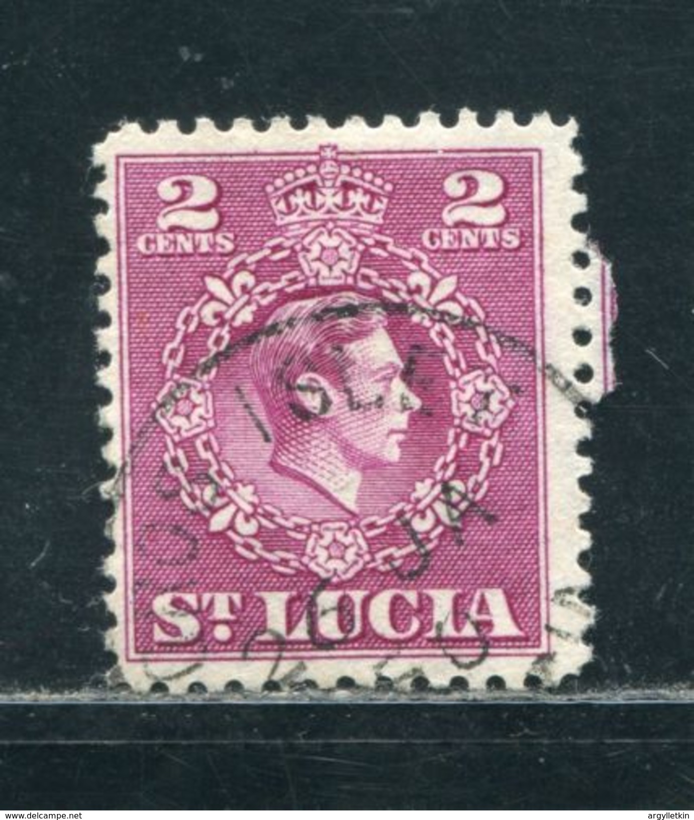 ST. LUCIA KING GEORGE SIXTH VILLAGE POSTMARK GROS ISLET 1950 - Ste Lucie (...-1978)