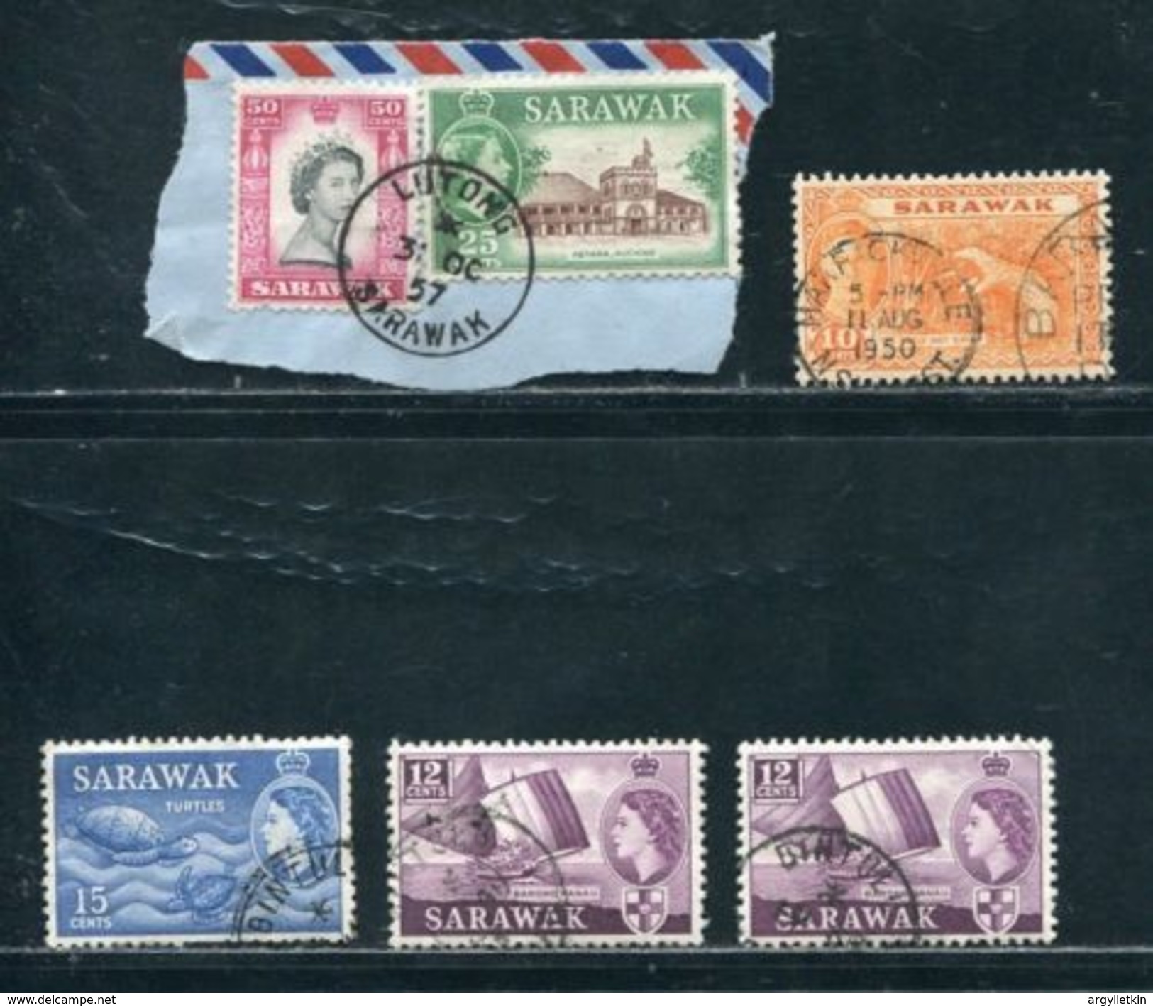 SARAWAK POSTMARKS INCLUDING USED ABROAD AUSTRALIA QUEEN ELIZABETH - Sarawak (...-1963)