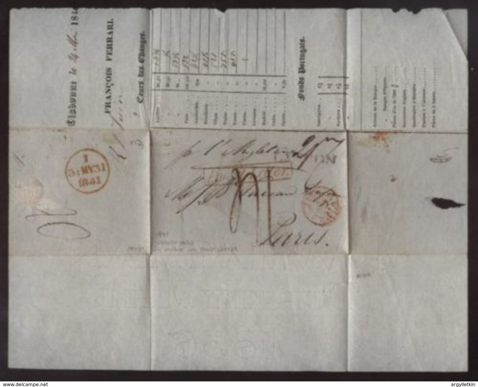 PORTUGAL/GB PACKET LETTER/FRANCE 1841 - ...-1853 Prephilately