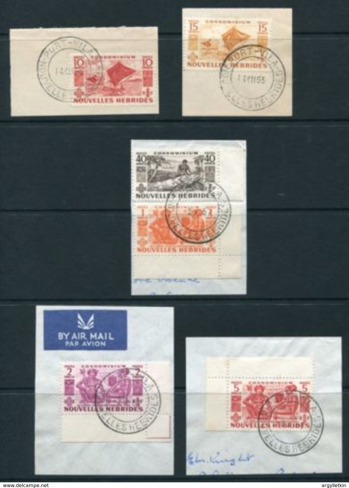 FRENCH NEW HEBRIDES 1953 CANOES, IDOLS, NATIVES - Used Stamps