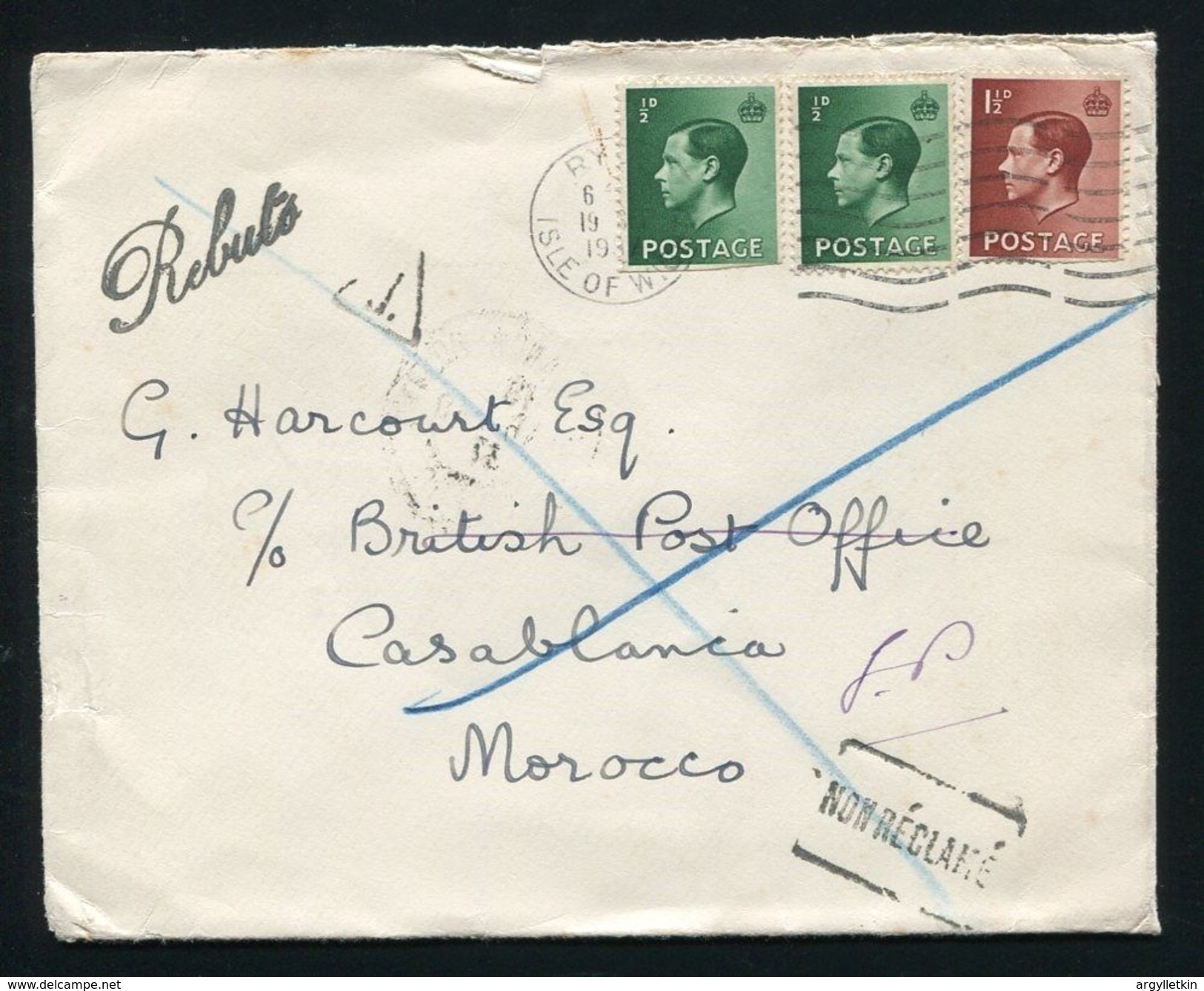 MOROCCO BRITISH & FRENCH P.O. CASABLANCA EDWARD 8TH - Morocco Agencies / Tangier (...-1958)