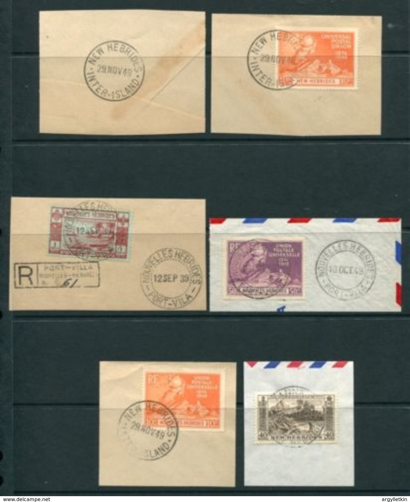 NEW HEBRIDES ISLAND POSTMARKS UPU CANOES PALM TREES - Autres & Non Classés