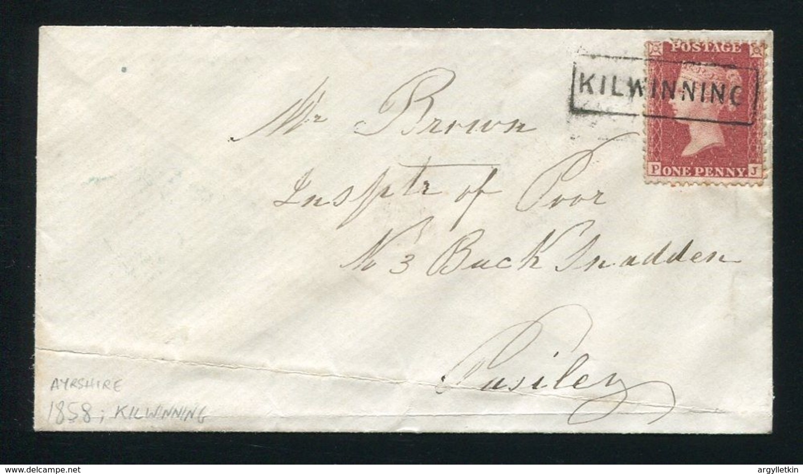 GB SCOTLAND AYRSHIRE VILLAGE CANCELLATION VICTORIA 1858 - Lettres & Documents