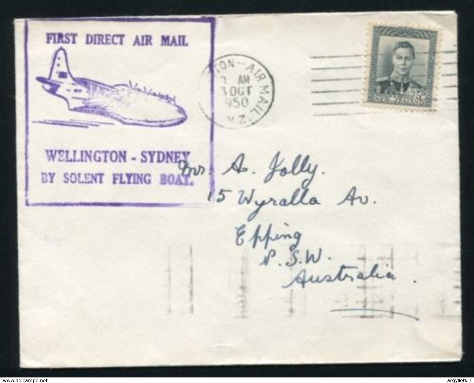NEW ZEALAND / AUSTRALIA FLYING BOAT COVER 1950 - Corréo Aéreo