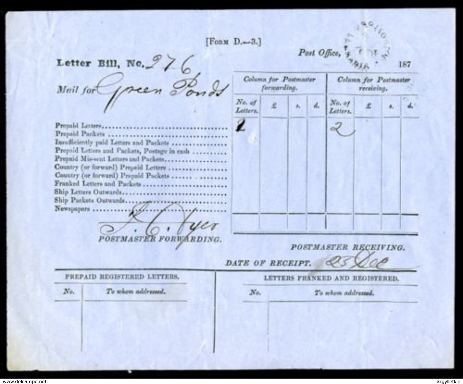 TASMANIA 1876 LETTER BILL FROM BRIGHTON - Oblitérés