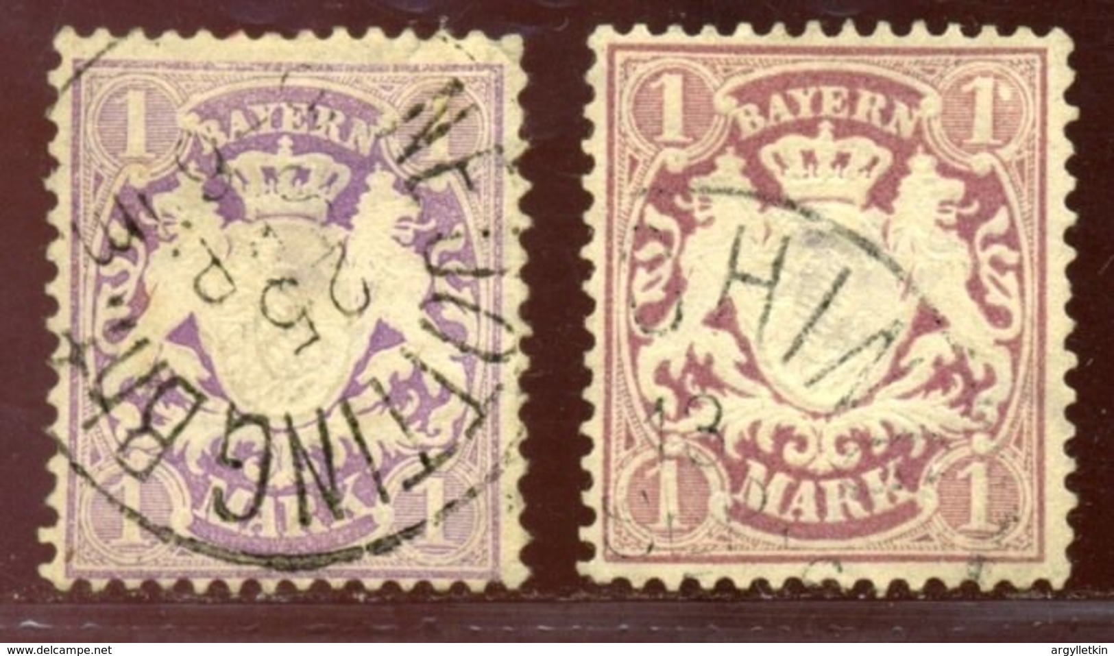 GERMANY/BAVARIA 1875-80 1 MARK X 2 - Used