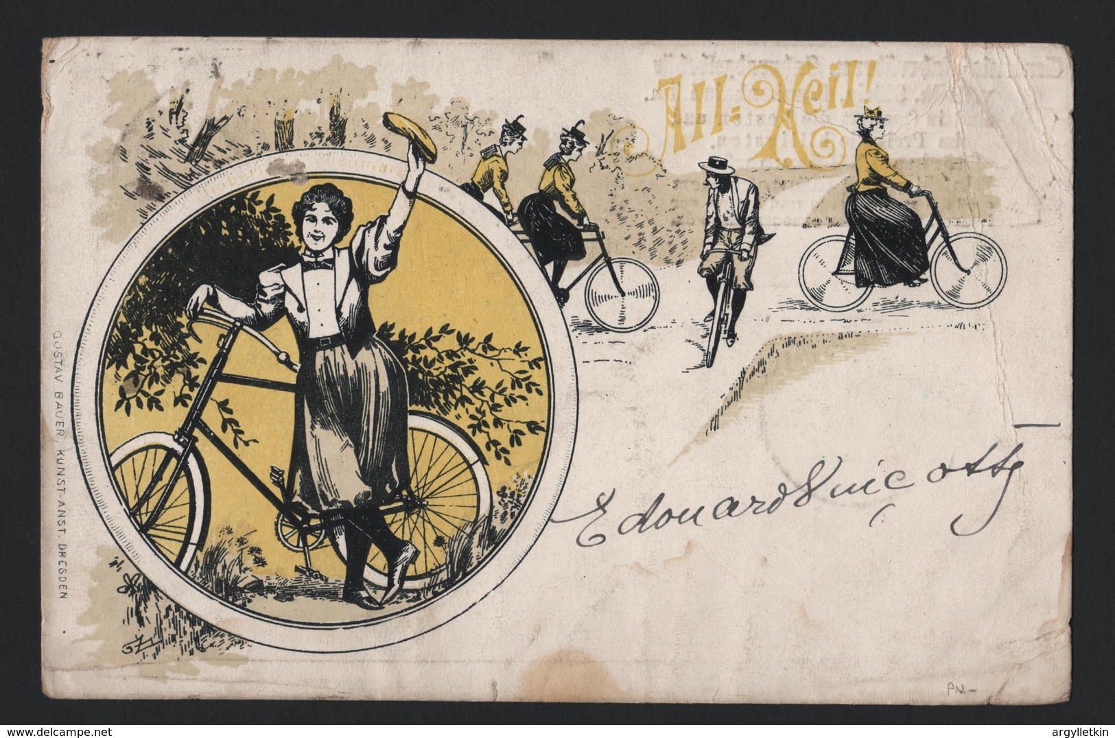 LUXEMBOURG BICYCLE POSTCARD 1905 - Differdange