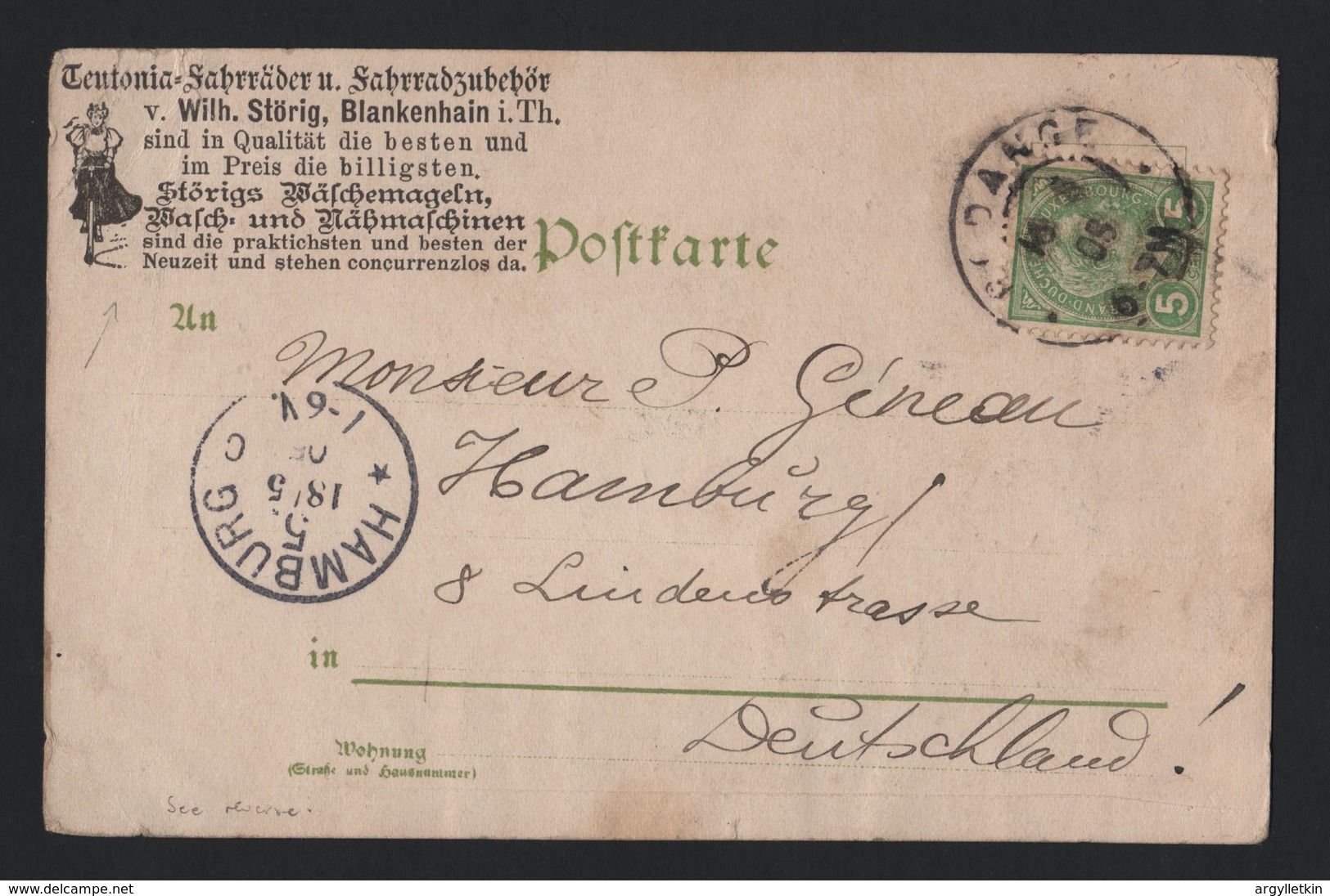 LUXEMBOURG BICYCLE POSTCARD 1905 - Differdange