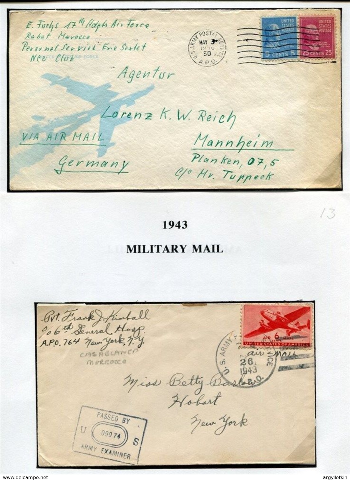 MOROCCO US FORCES WORLD WAR TWO COVERS - Morocco (1956-...)