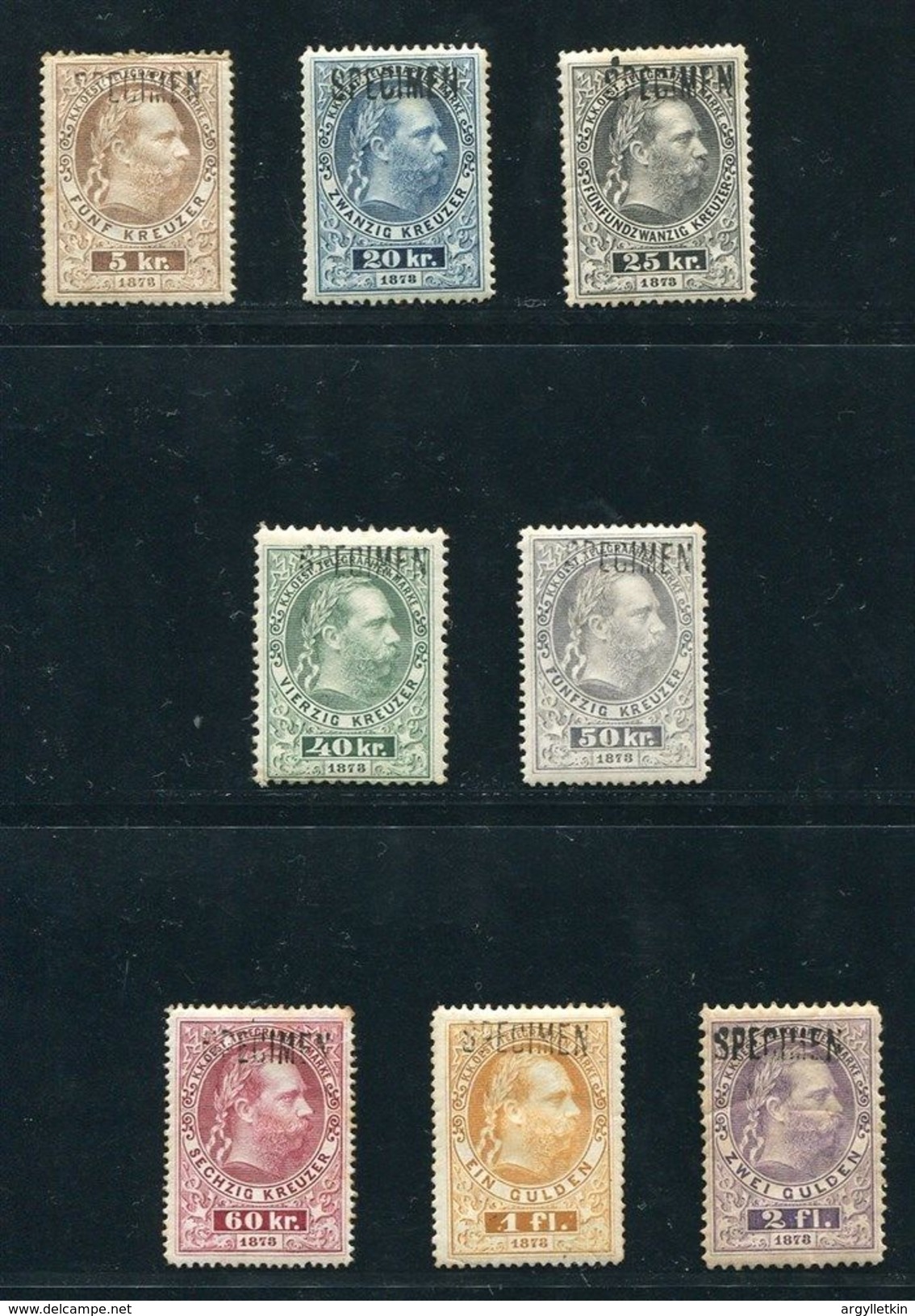 AUSTRIA 1878 EMPEROR TELEGRAPH SPECIMENS - Unused Stamps