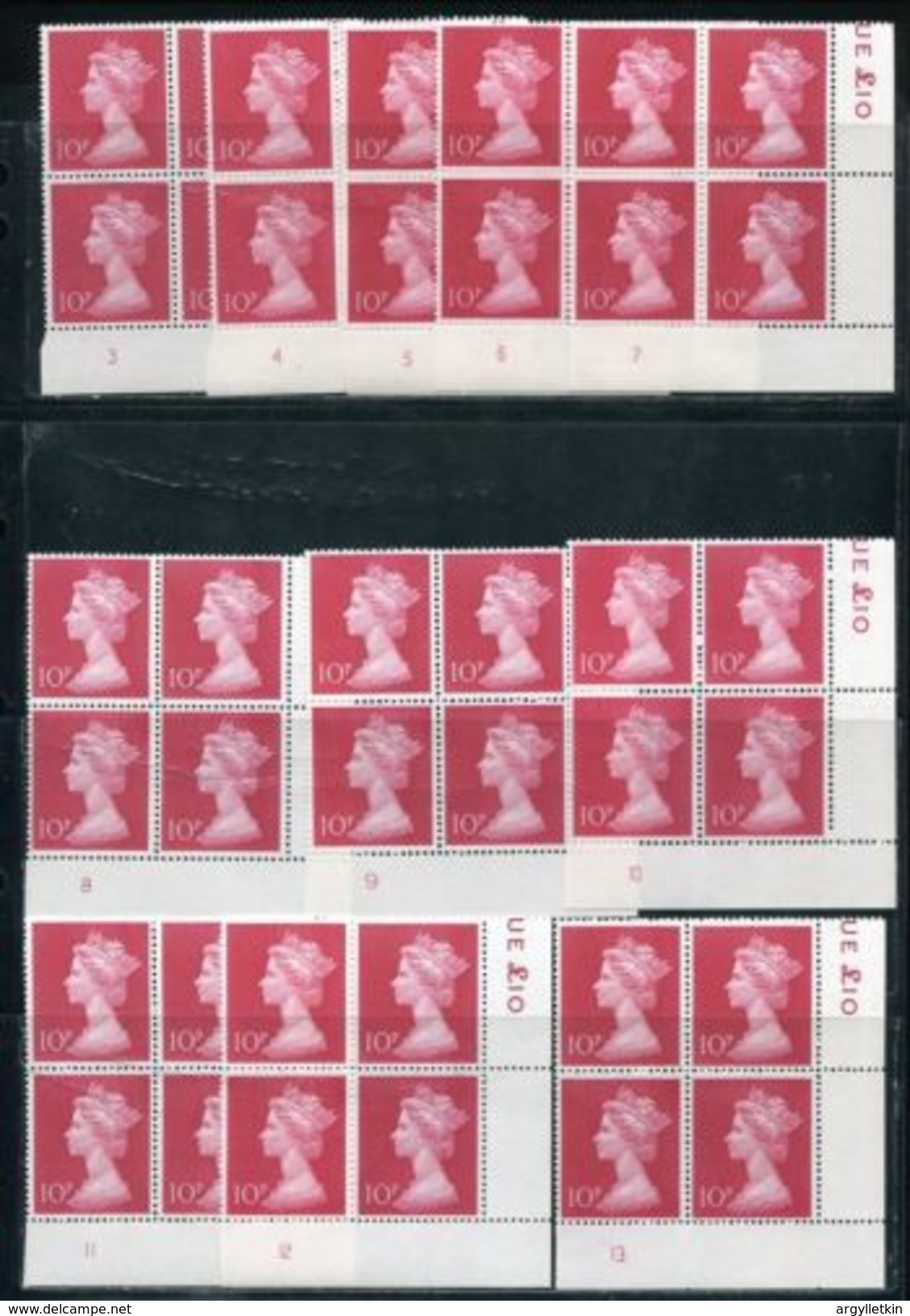 GB 1970 MACHIN 10p CYLINDER BLOCKS - Unused Stamps