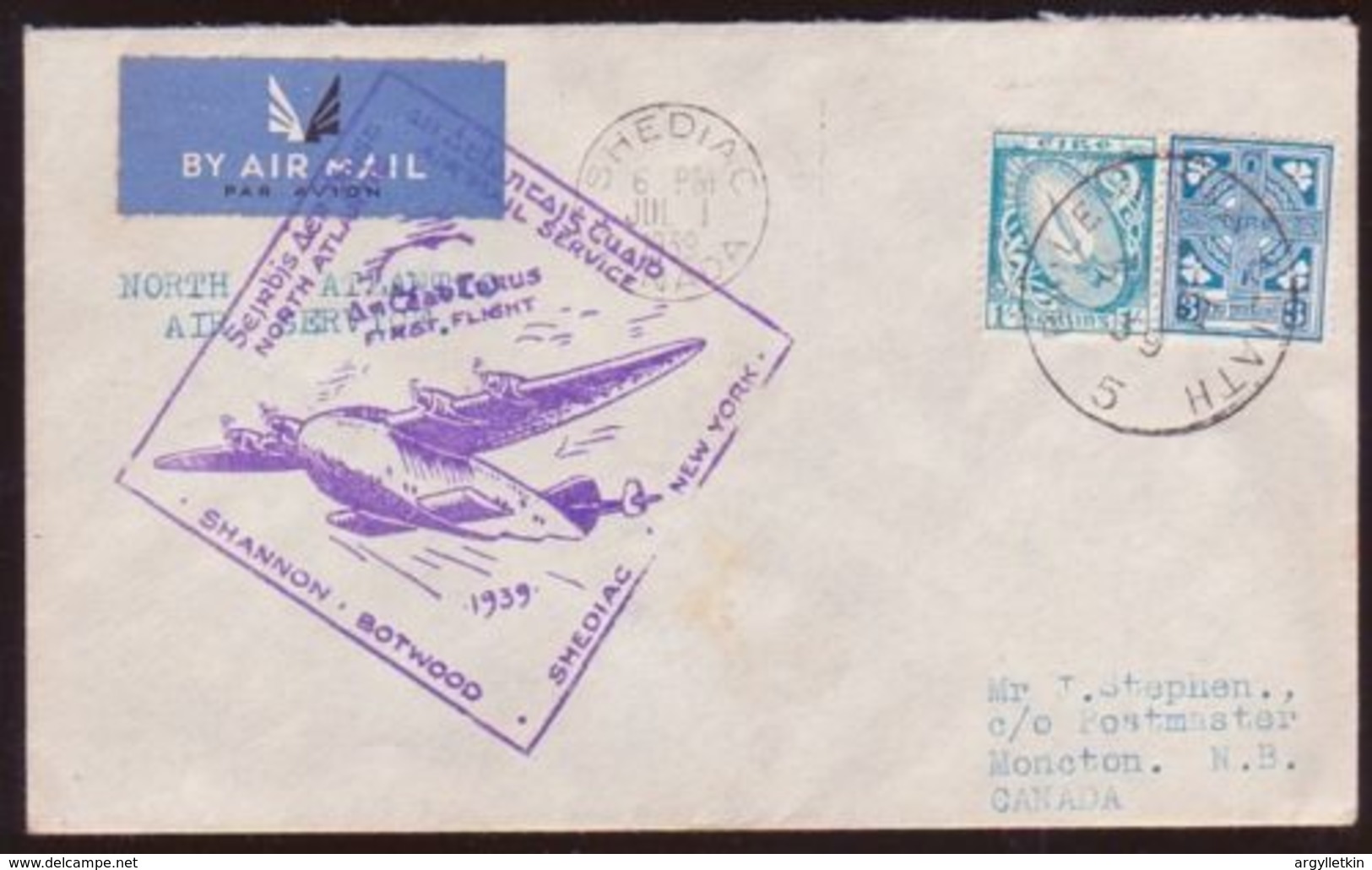 IRELAND 1939 1st FLIGHT TO CANADA - Airmail