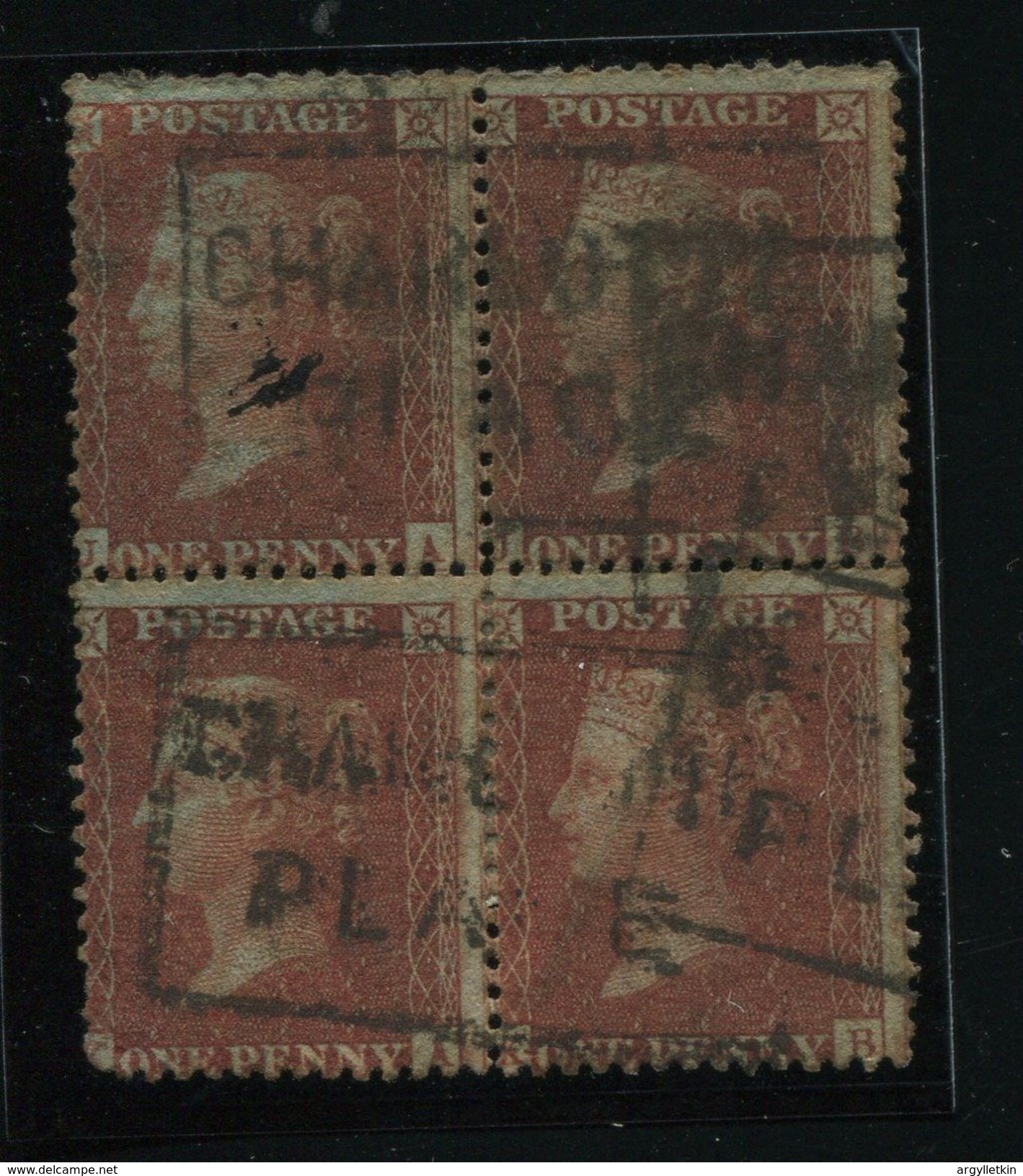 GREAT BRITAIN LINE ENGRAVED PENNY RED SCOTLAND EDINBURGH CHARLOTTE PLACE BLK/4 - Sin Clasificación