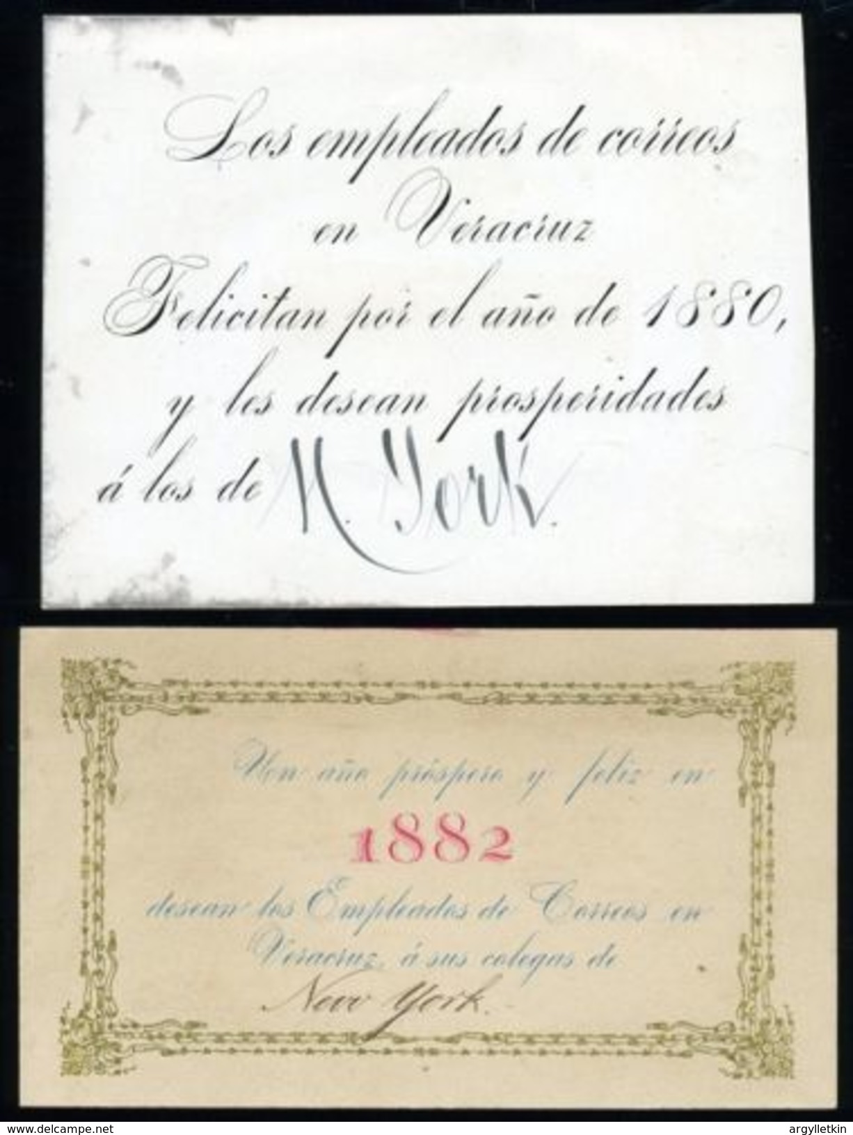 MEXICO 1880/2 NEW YEAR CARDS VERACRUZ/NEW YORK - Mexico