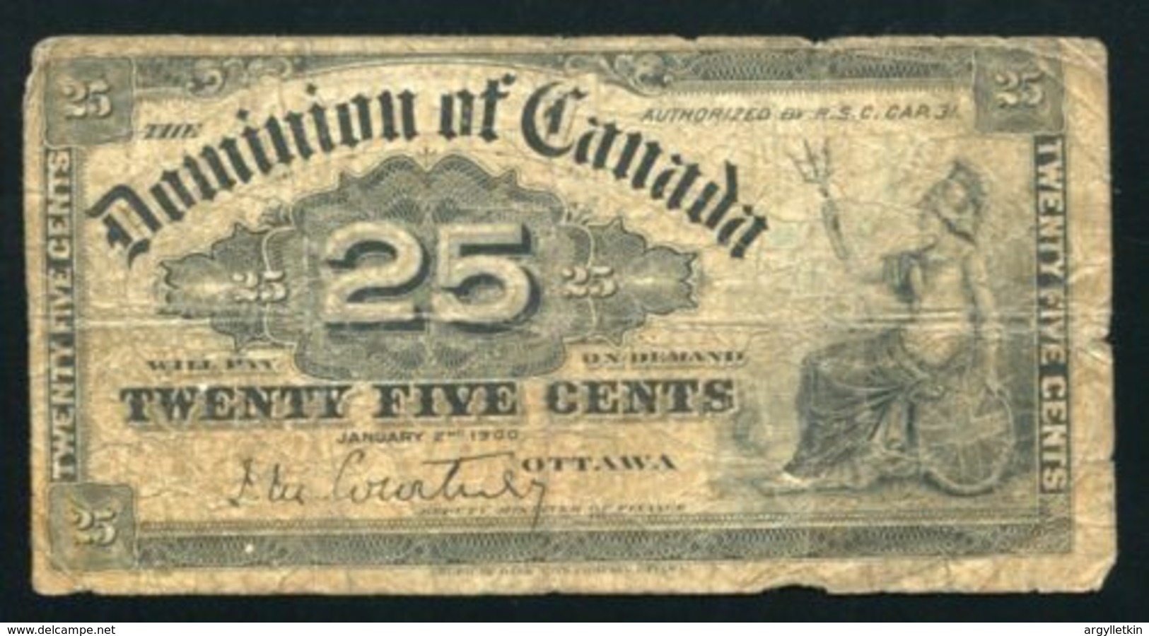 CANADA 1900 25c BANKNOTE - Kanada