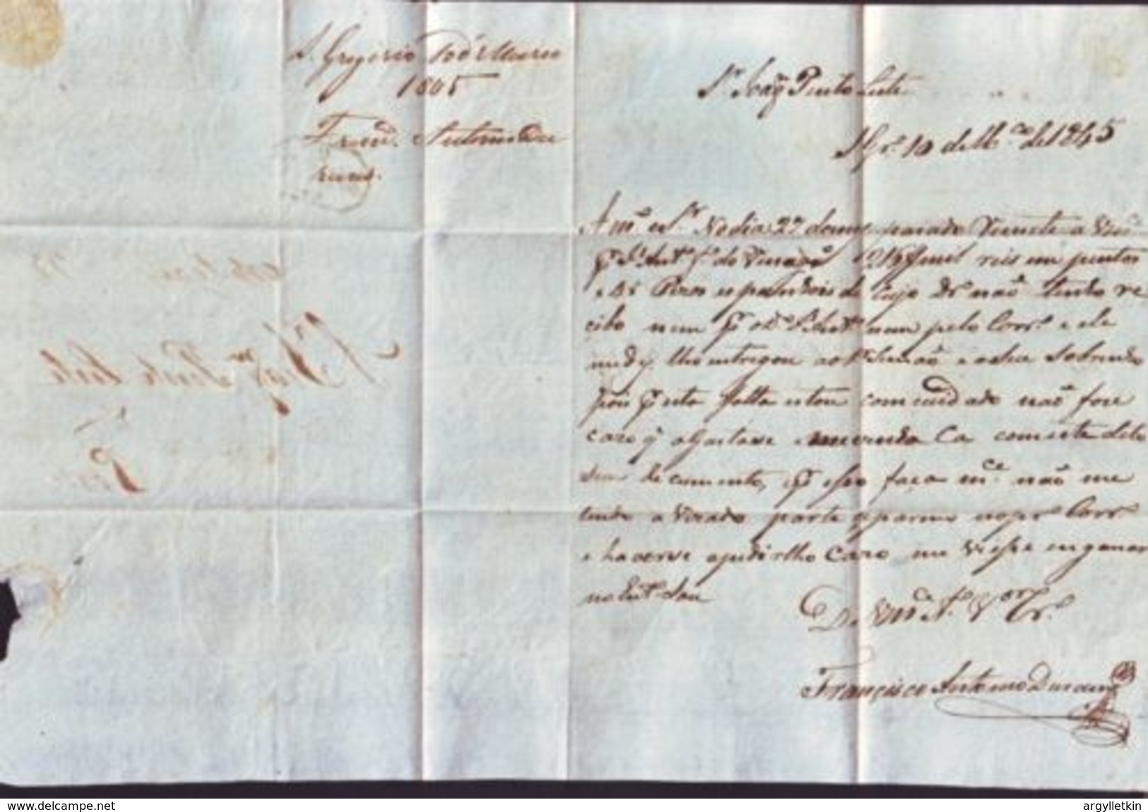 PORTUGAL MELGACO MANUSCRIPT ENTIRE LETTER TO PORTO 1845 - ...-1853 Prephilately