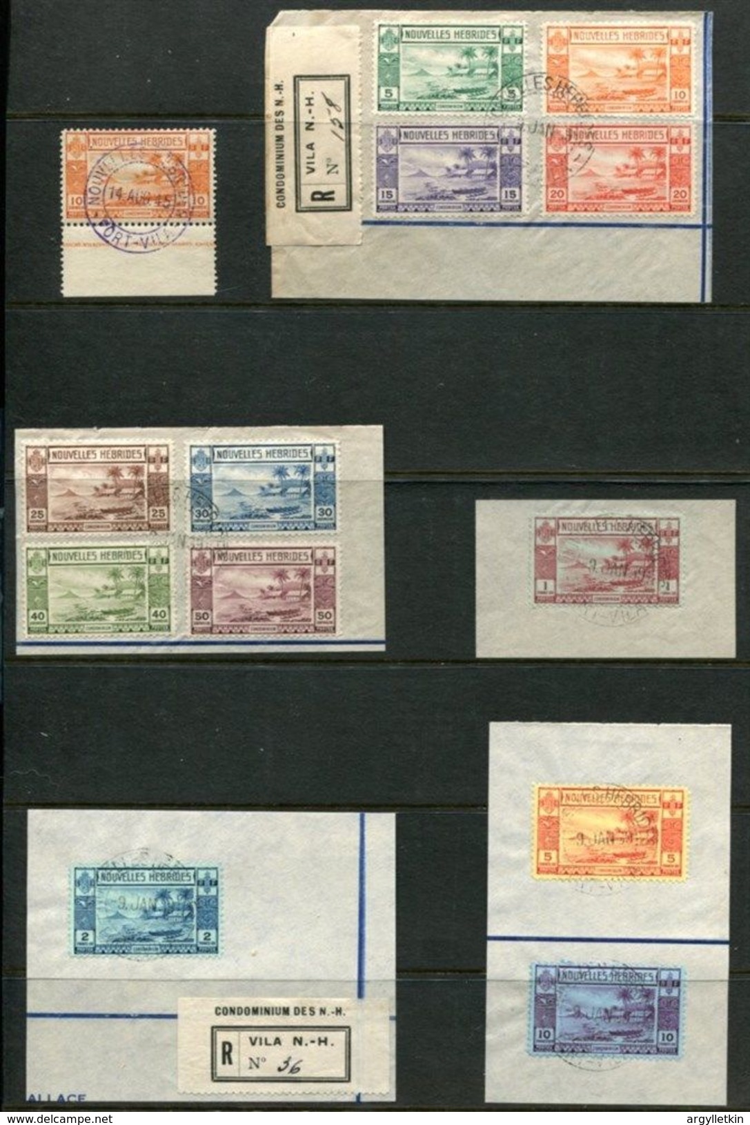 FRENCH HEBRIDES GOLD CURRENCY STAMPS 1938 SUPERB USED - Used Stamps