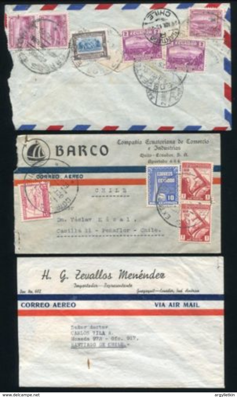 ECUADOR AIRMAILS TO CHILE 1942/45 - Ecuador