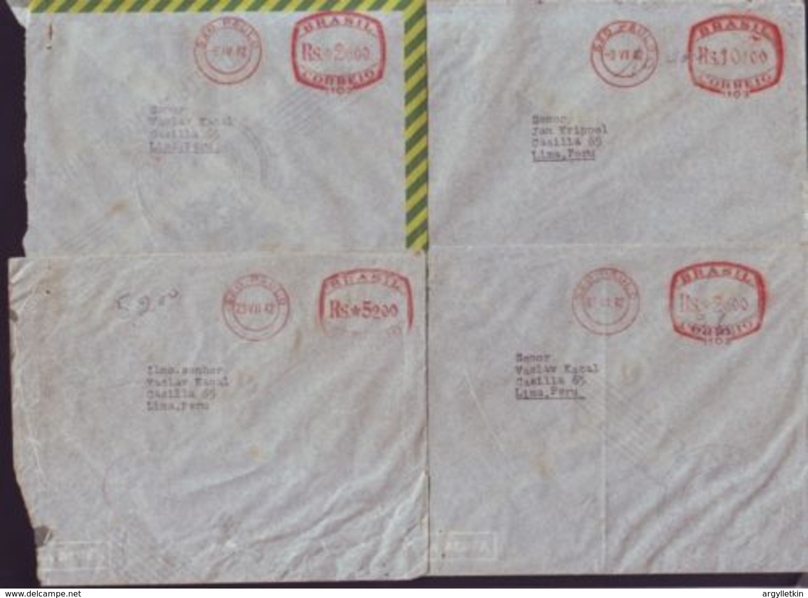 BRAZIL SAO PAOLO METER MAIL 1942 TO PERU - Frankeervignetten (Frama)