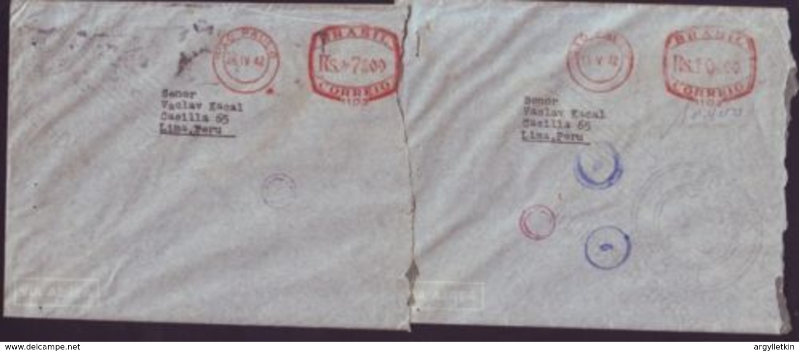 BRAZIL SAO PAOLO METER MAIL 1942 TO PERU - Frankeervignetten (Frama)