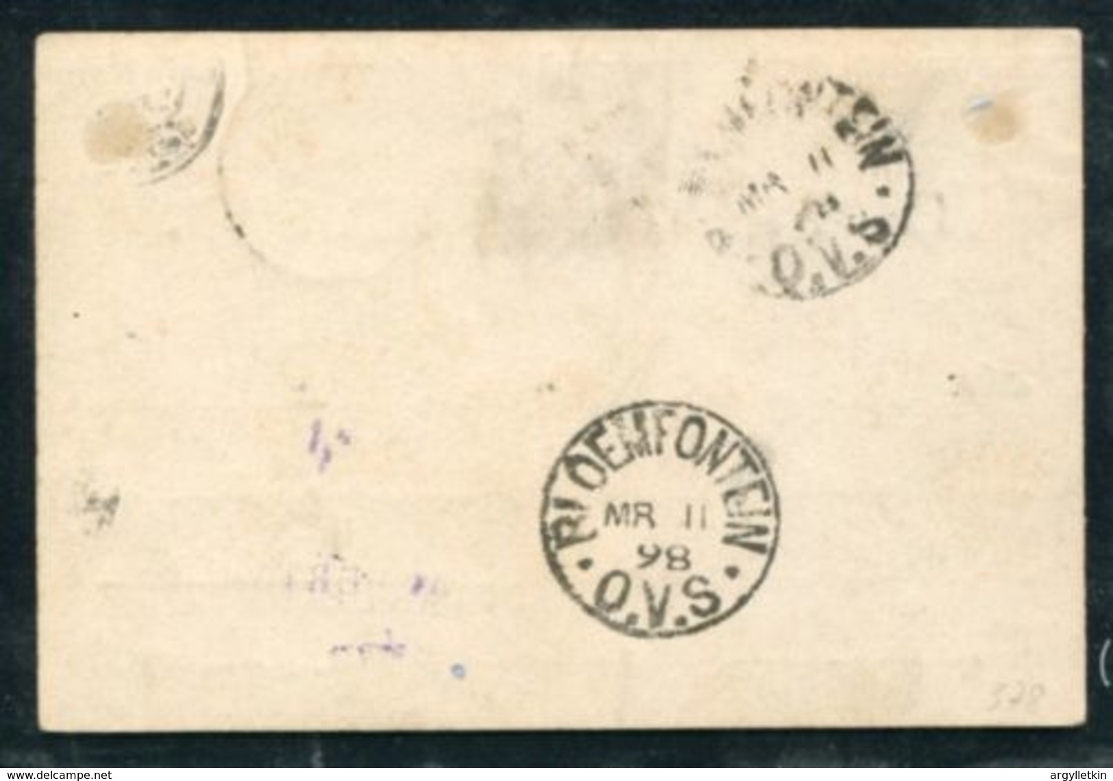 ORANGE FREE STATE POSTAL STATIONERY TRANSVAAL RAILWAYS - Stato Libero Dell'Orange (1868-1909)