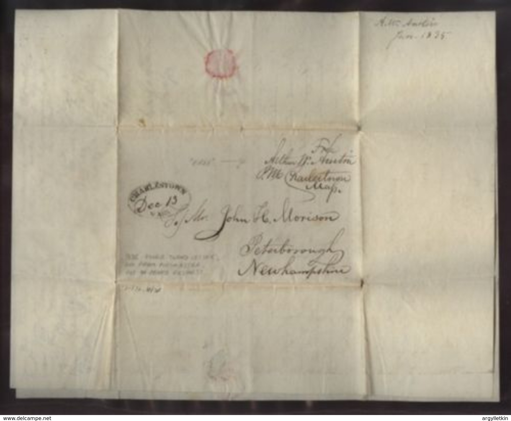 USA 1835 'DOUBLE TURNED' LETTER MASS/NH - …-1845 Prephilately