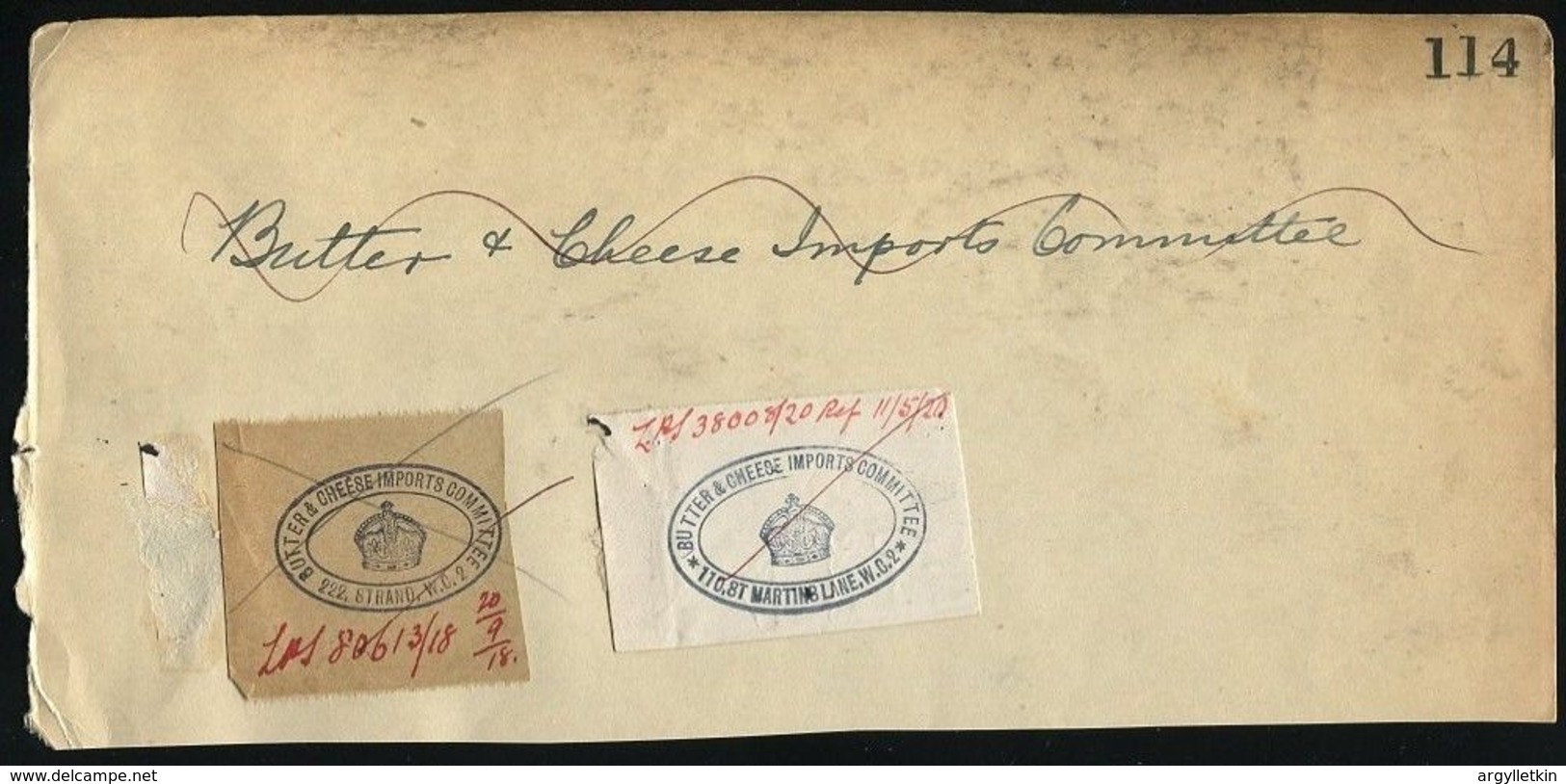 GREAT BRITAIN OFFICIAL WWI BUTTER CHEESE IMPORTS DAIRY AGRICULTURE 1918 - Other & Unclassified