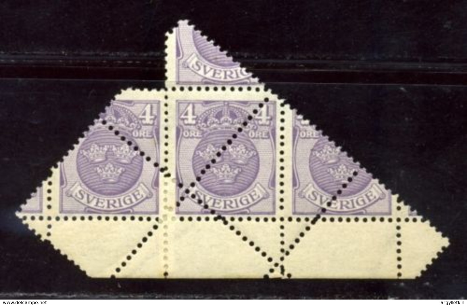 SWEDEN 1919 SPECTACULAR MARGINAL BLOCK DOUBLE PERFORATIONS - Variétés Et Curiosités