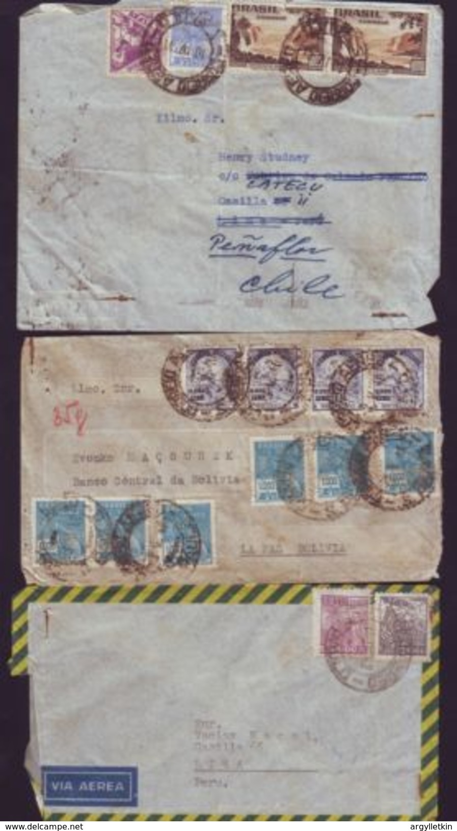 BRAZIL 1940s COVERS TO PERU AND BOLIVIA - Brieven En Documenten