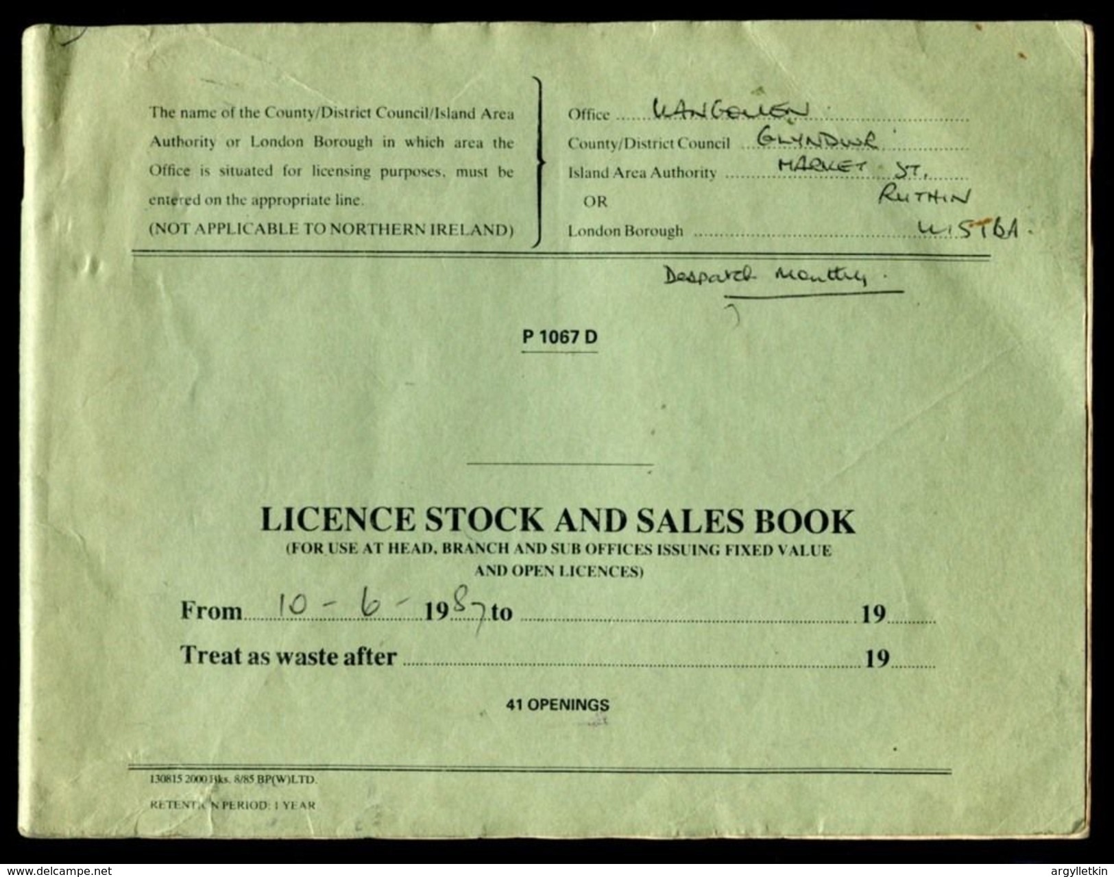 GB POST OFFICE STOCK AND SALES OF DOG AND GAME LICENCES 1987/91 - Europe