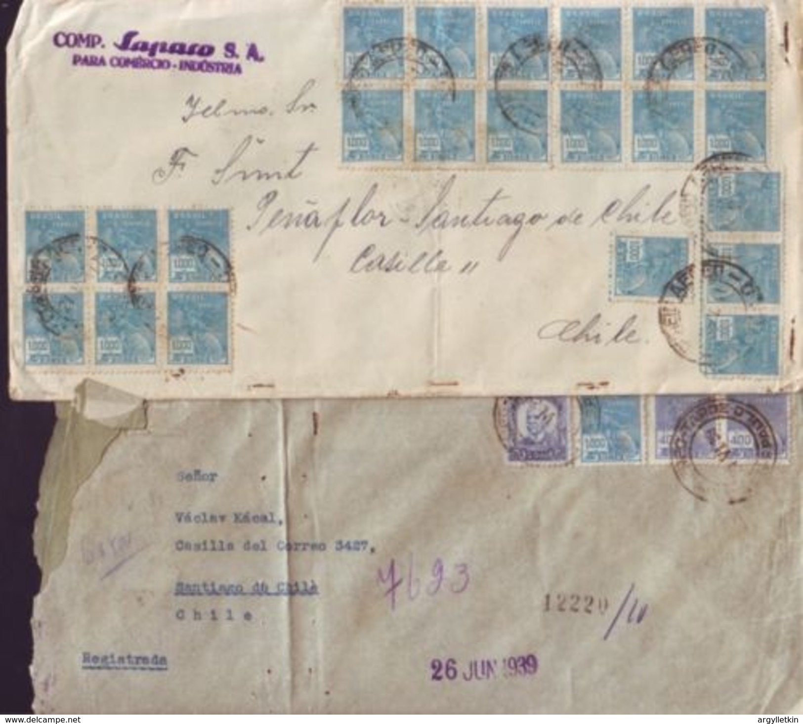 BRAZIL SANTOS TO CHILE 1930/40 COVERS - Other & Unclassified