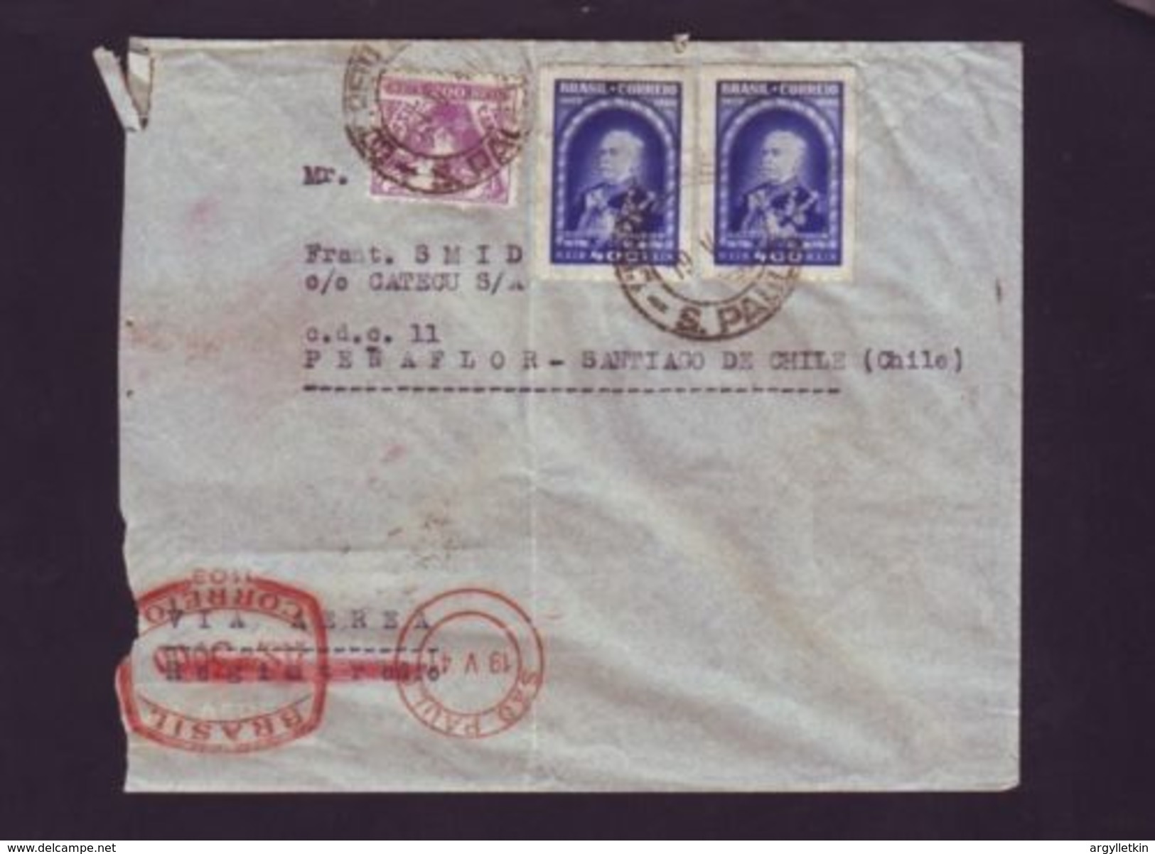 BRAZIL SANTOS TO CHILE 1930/40 COVERS - Other & Unclassified