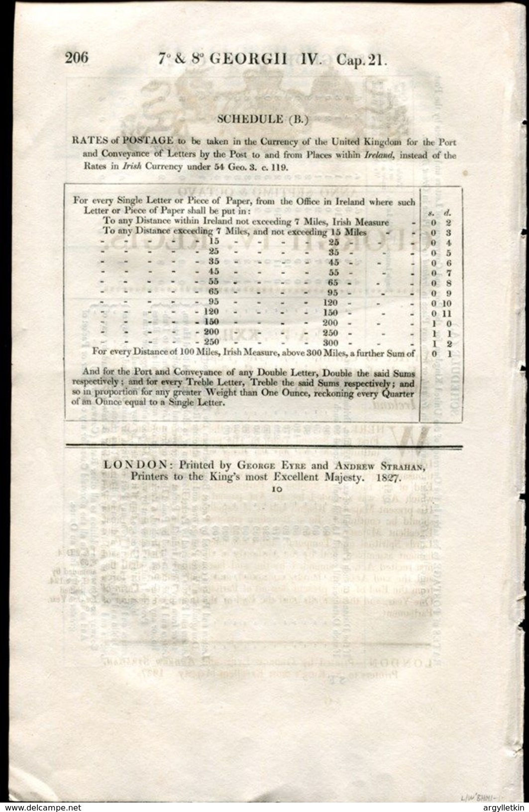 GREAT BRITAIN GEORGE 4th POSTAGE RATES IRELAND 1827 - ...-1840 Préphilatélie