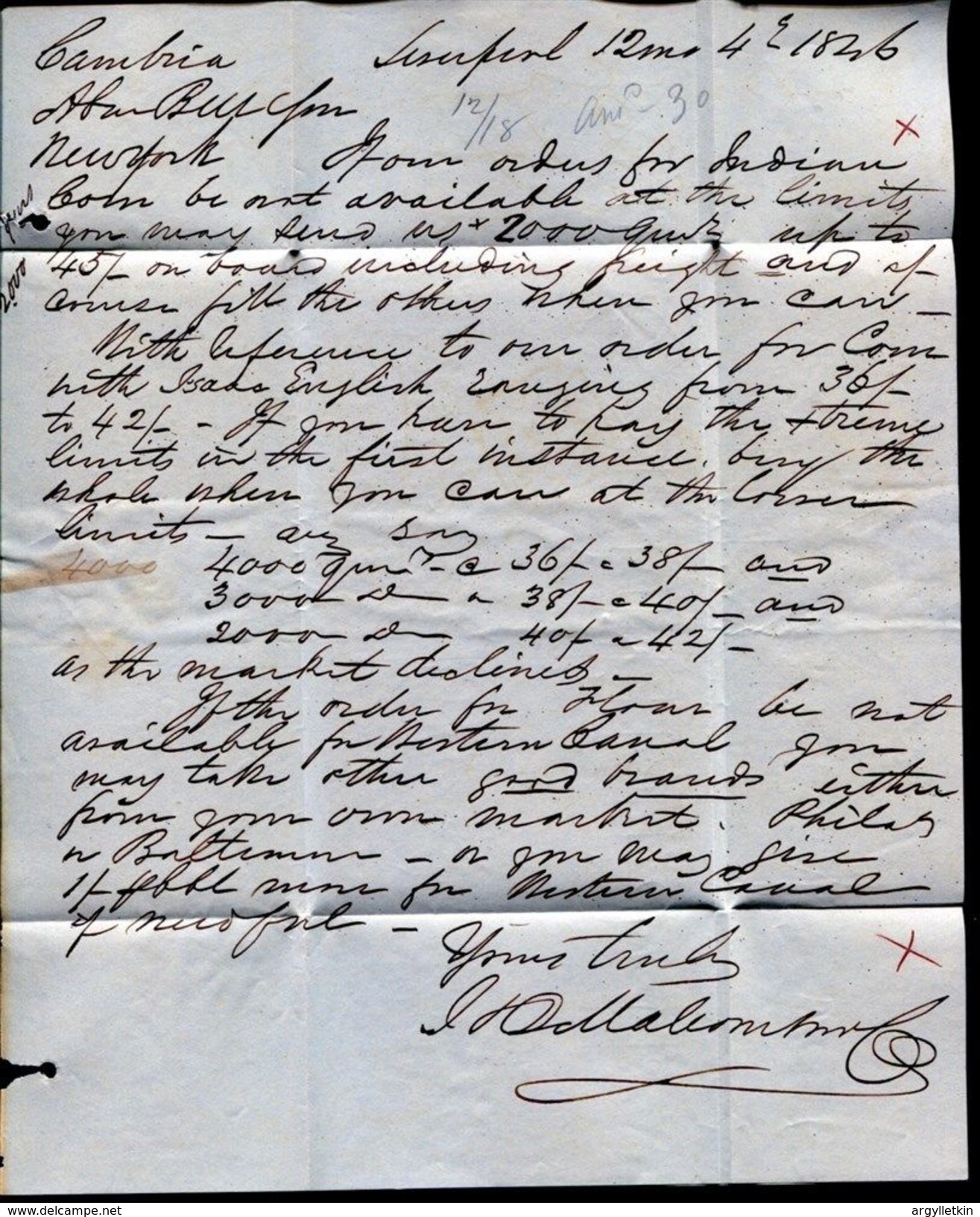 GREAT BRITAIN TRANSATLANTIC STEAMER MARITIME UNITED STATES INDIAN CORN 1846 - ...-1840 Prephilately