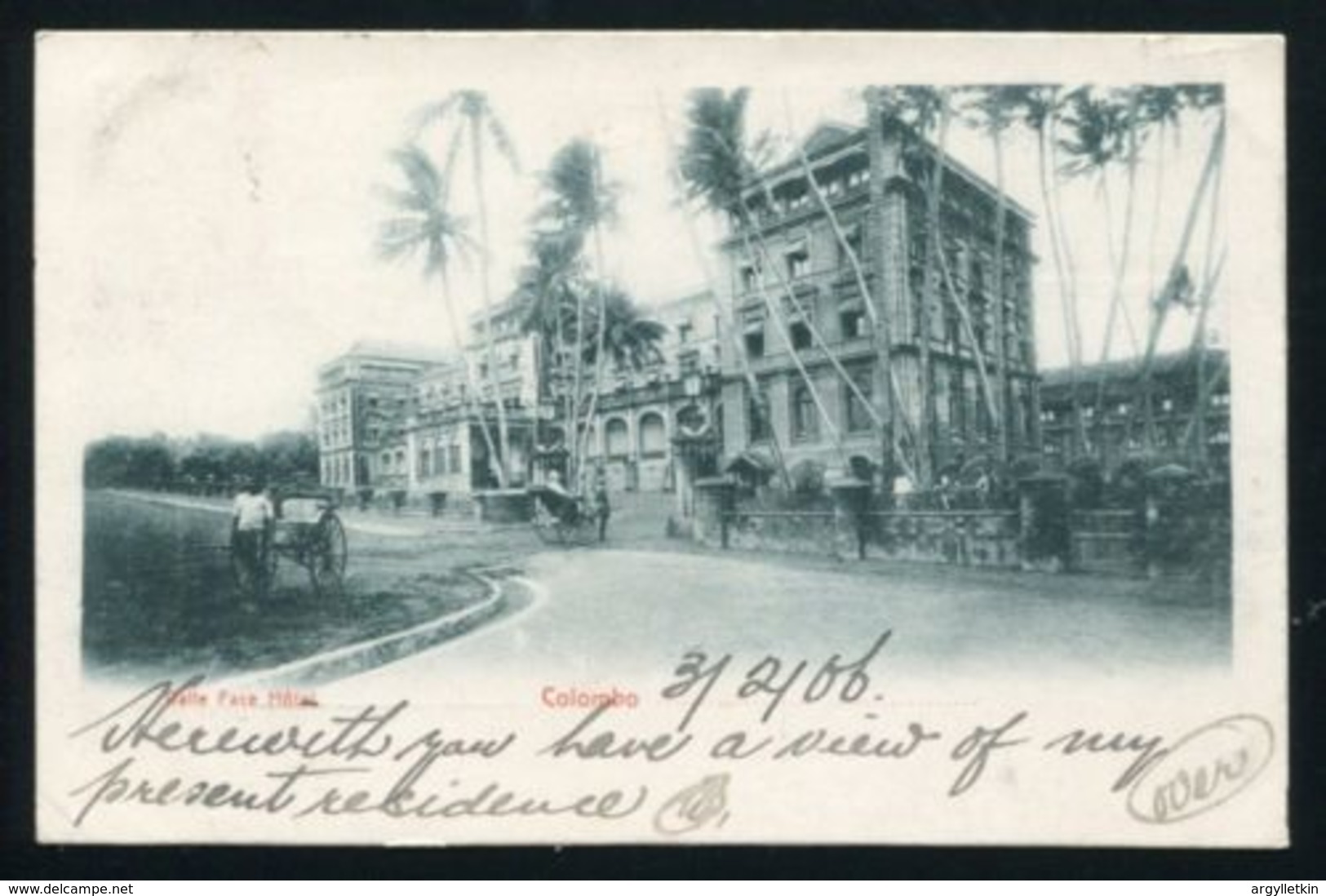 CEYLON GALLE FACE HOTEL 1906 KE7 - Ceylon (...-1947)