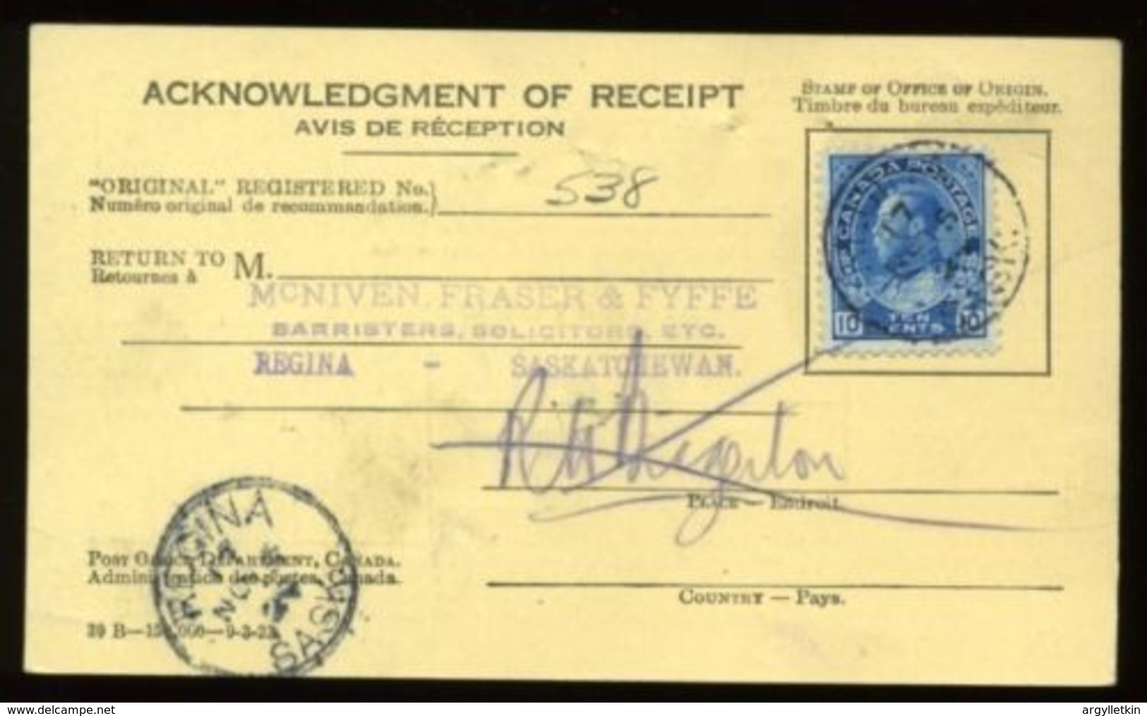 CANADA POSTAL STATIONERY SASKATCHEWAN KGV - 1903-1954 Kings