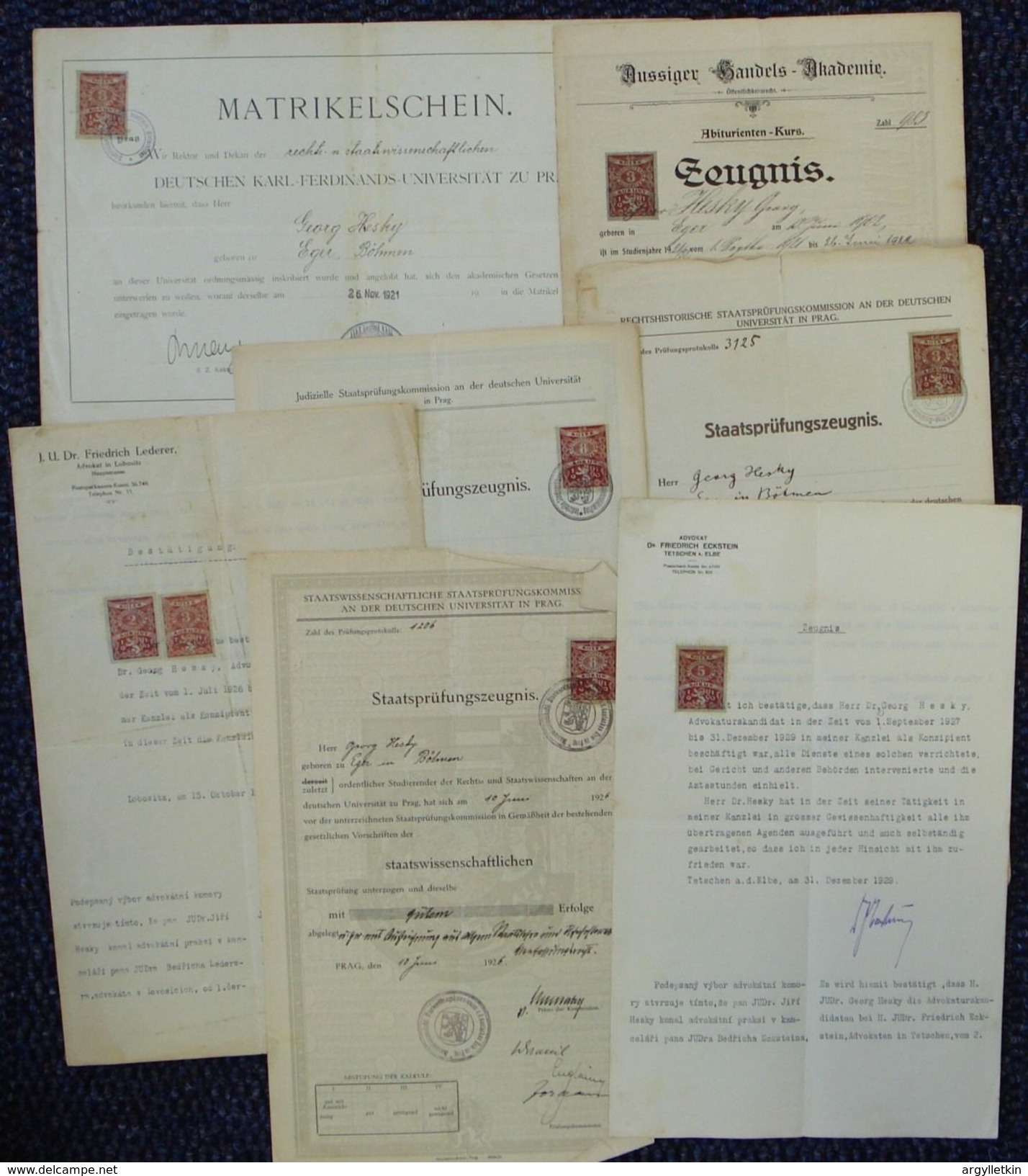 CZECHOSOLOVAKIA LION EDUCATION SCHOOL UNIVERSITY FISCALS 1919/31 - Covers & Documents